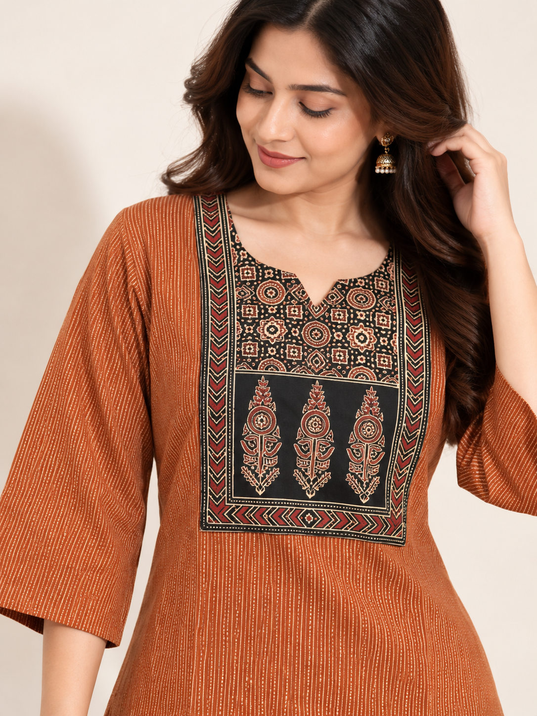 KANTHA KURTHI SET (ORANGE KANTHA)