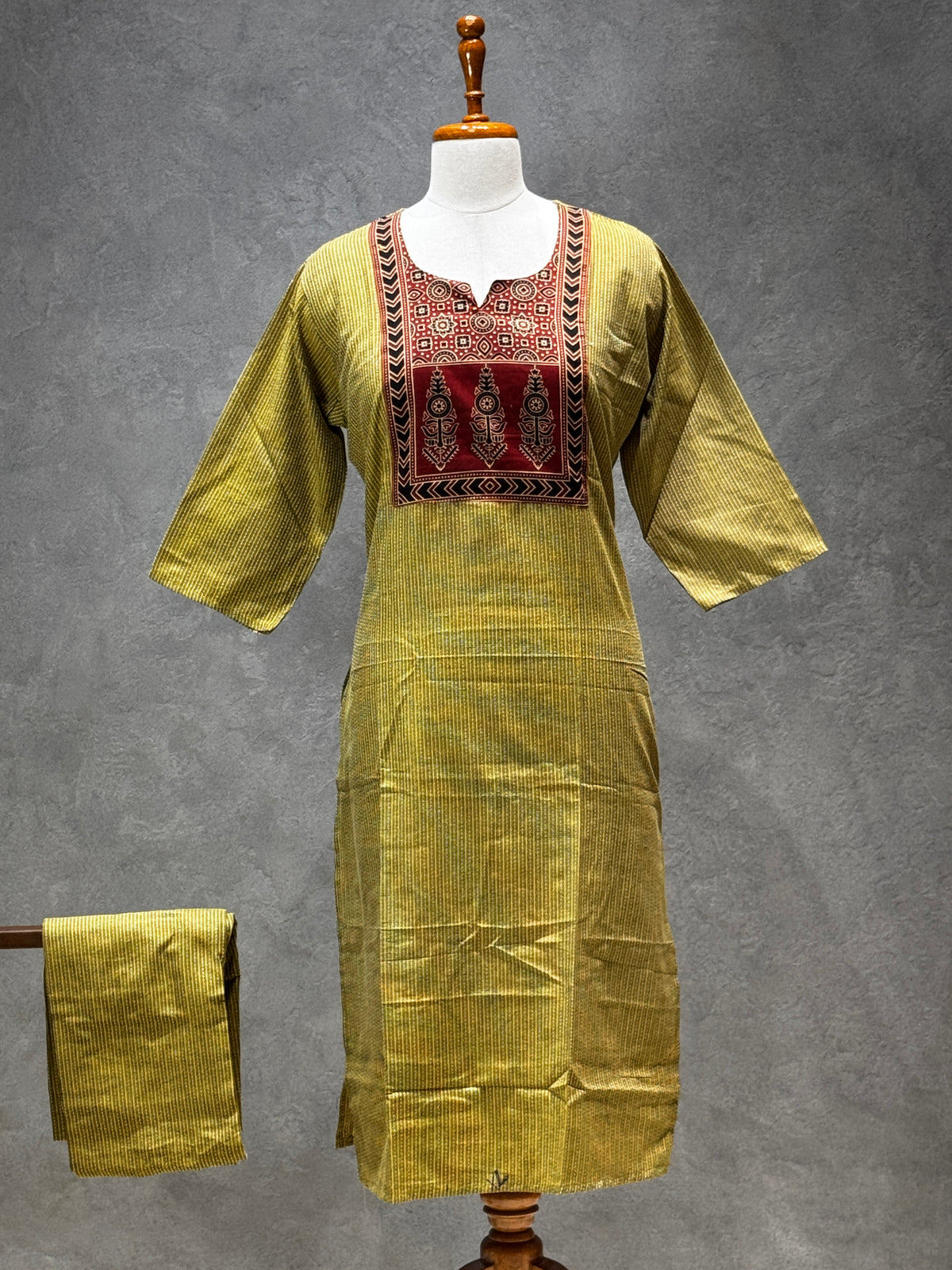 KANTHA KURTHI SET (MUSTARD KANTHA)