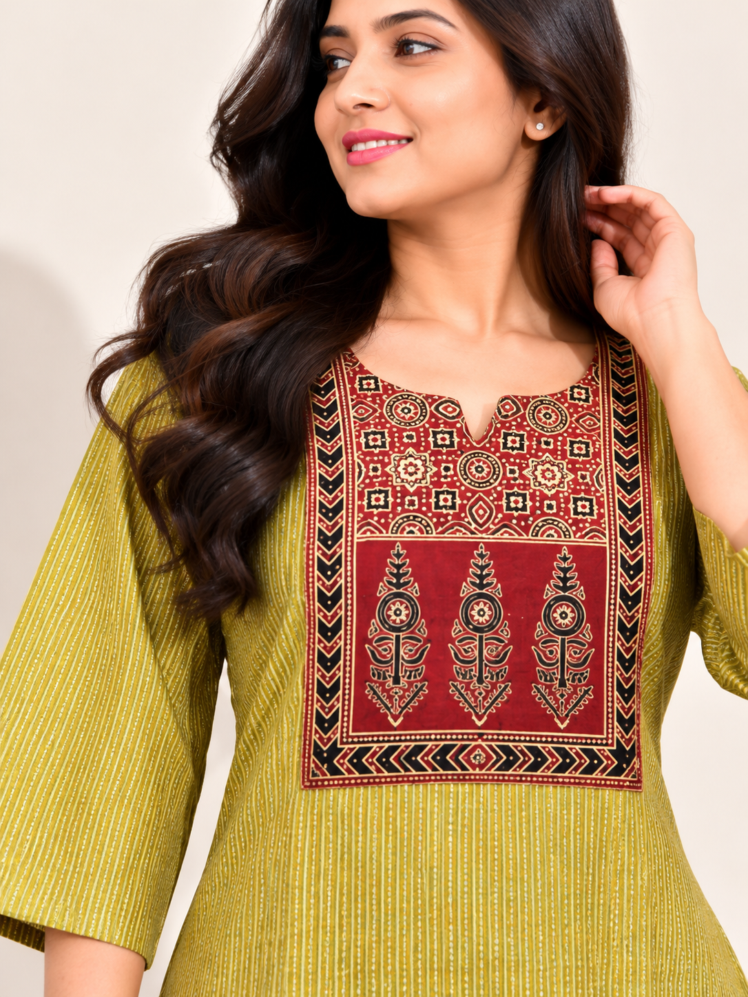 KANTHA KURTHI SET (MUSTARD KANTHA)