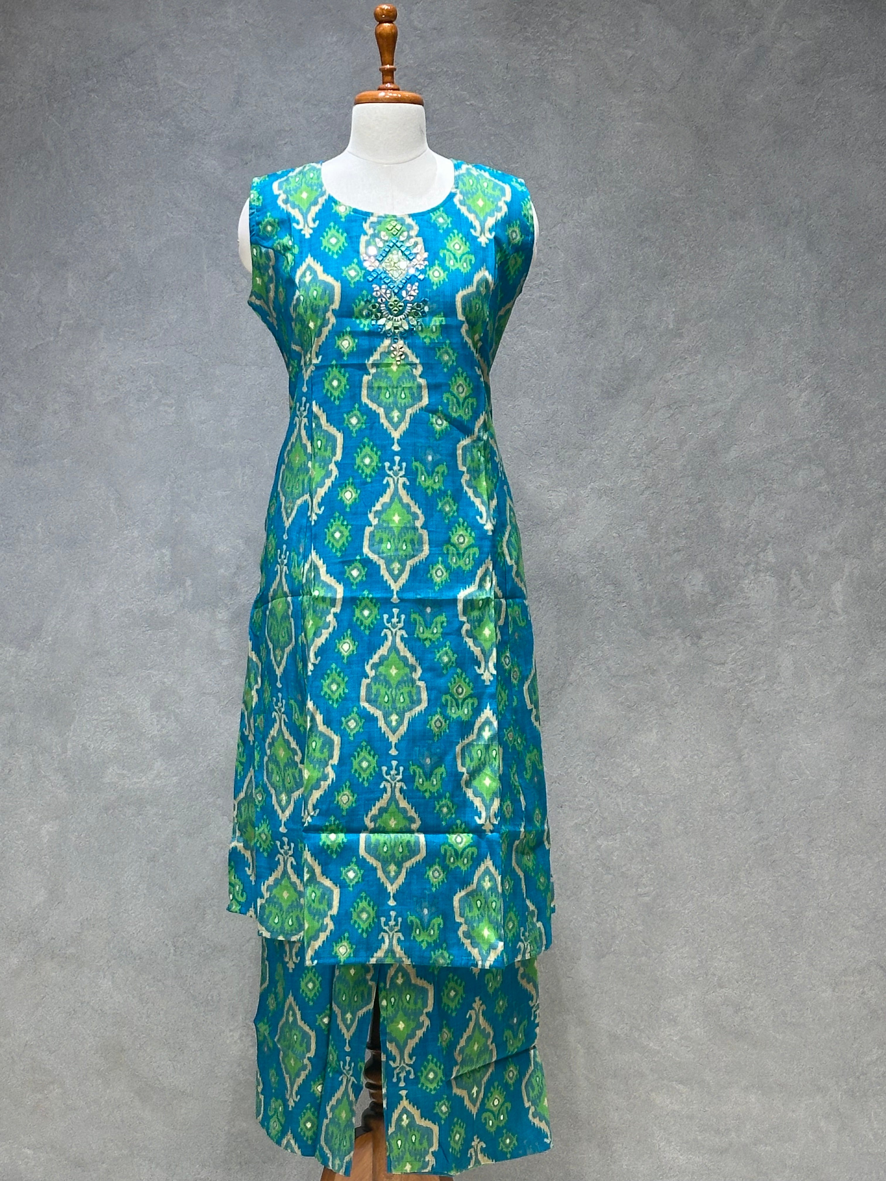 IKKAT KURTI SET - Aqua