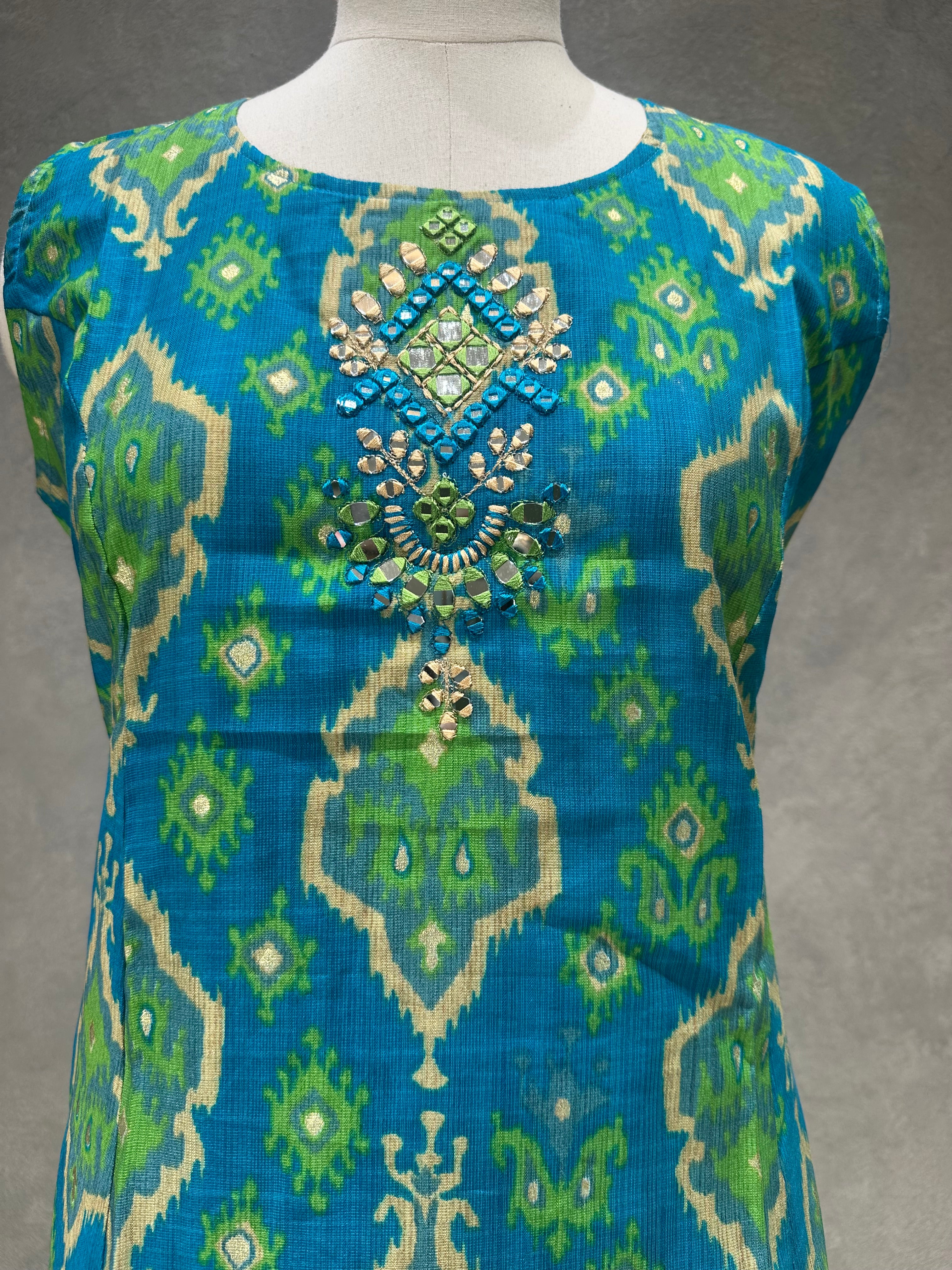 IKKAT KURTI SET - Aqua