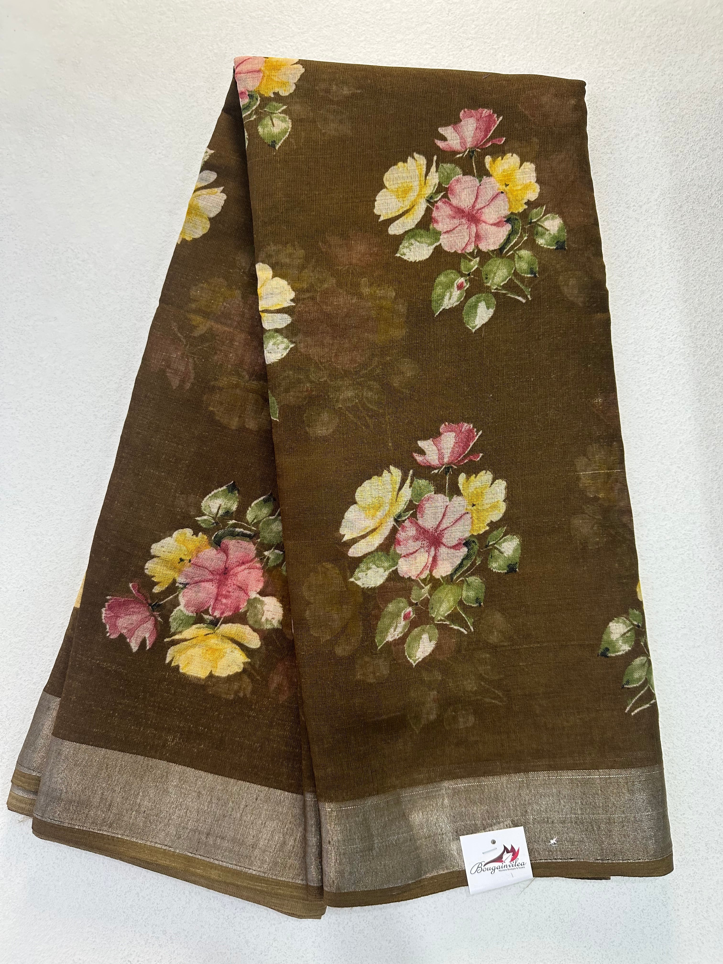SEMI LINEN SAREE - 6205