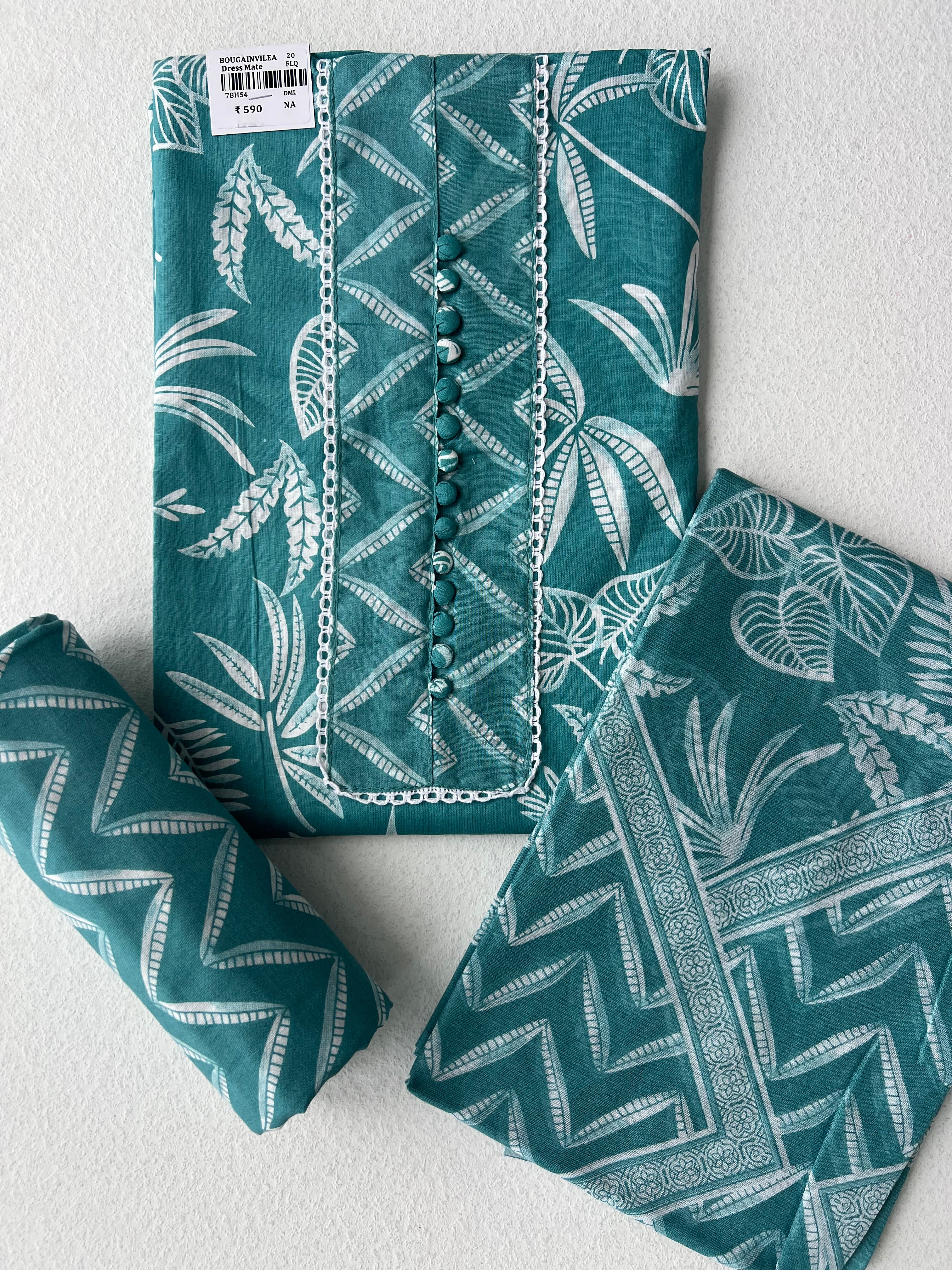 BLUE WITH FLORAL PURE COTTON UNSTITCHED SUITS - 0.2