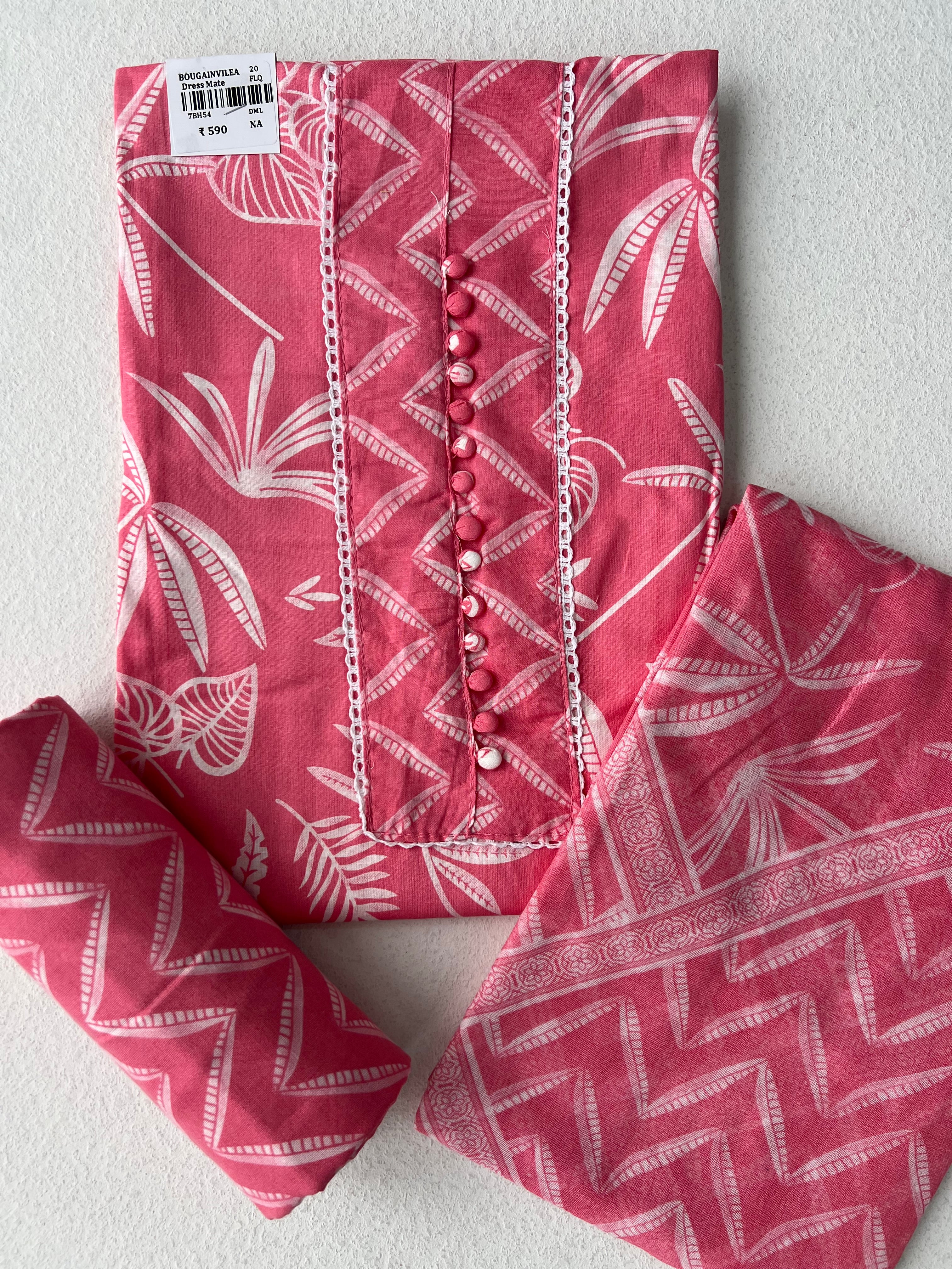 PINK WITH FLORAL PURE COTTON UNSTITCHED SUITS - 0.1