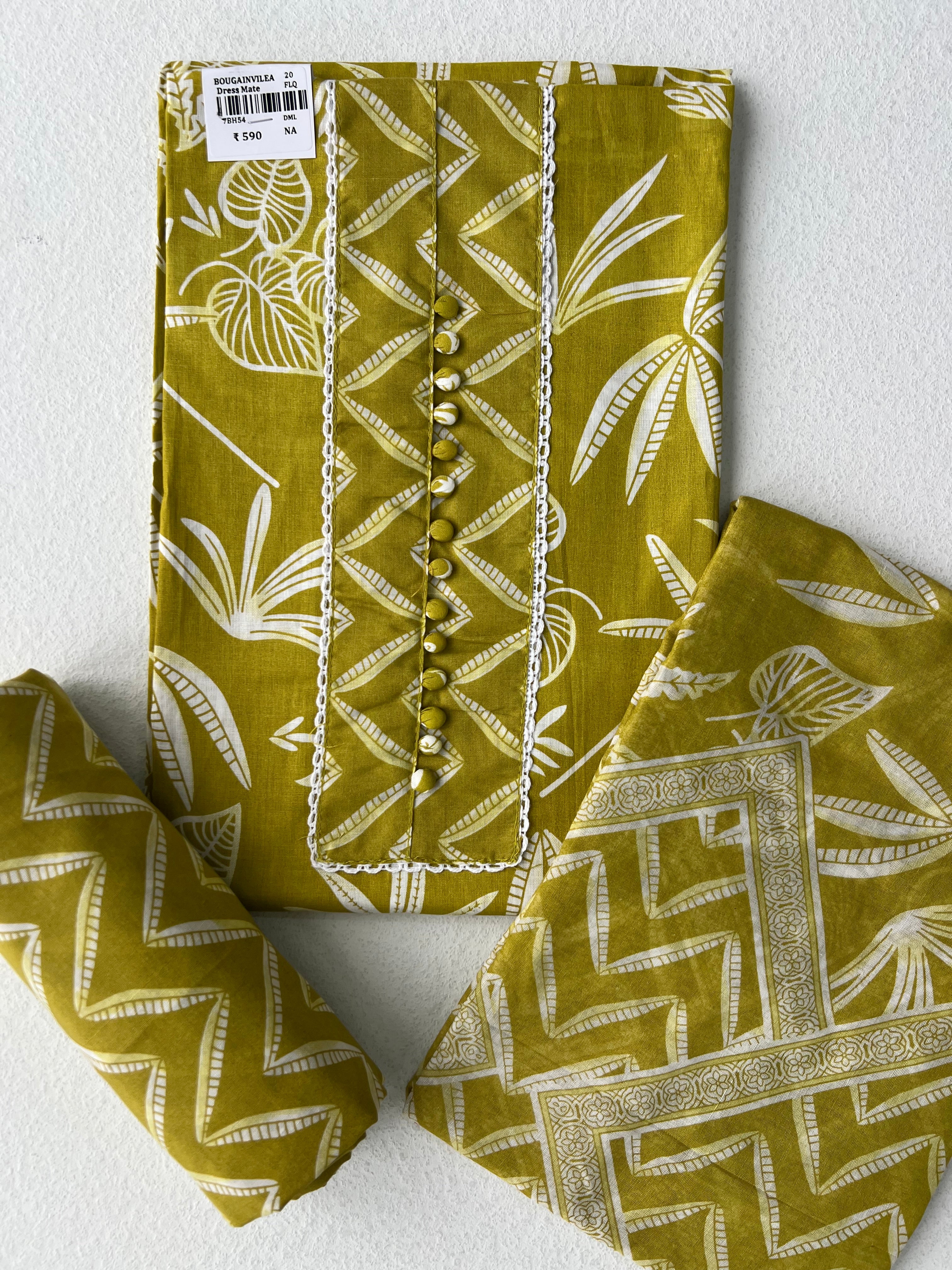 GREEN WITH FLORAL PURE COTTON UNSTITCHED SUITS - 0.3