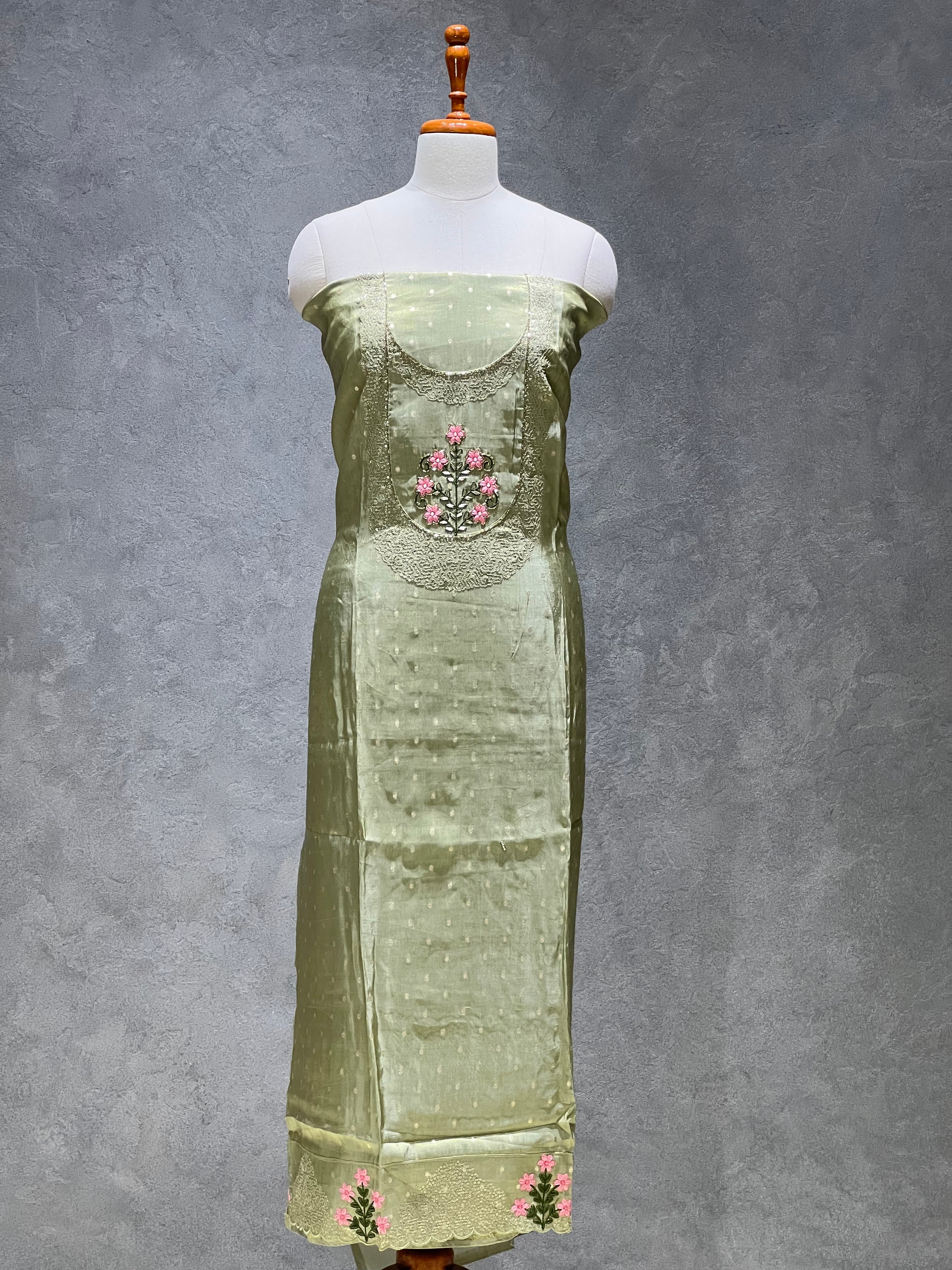 TISSUE PISTA GREEN UNSTITCHED SUITS -1.0