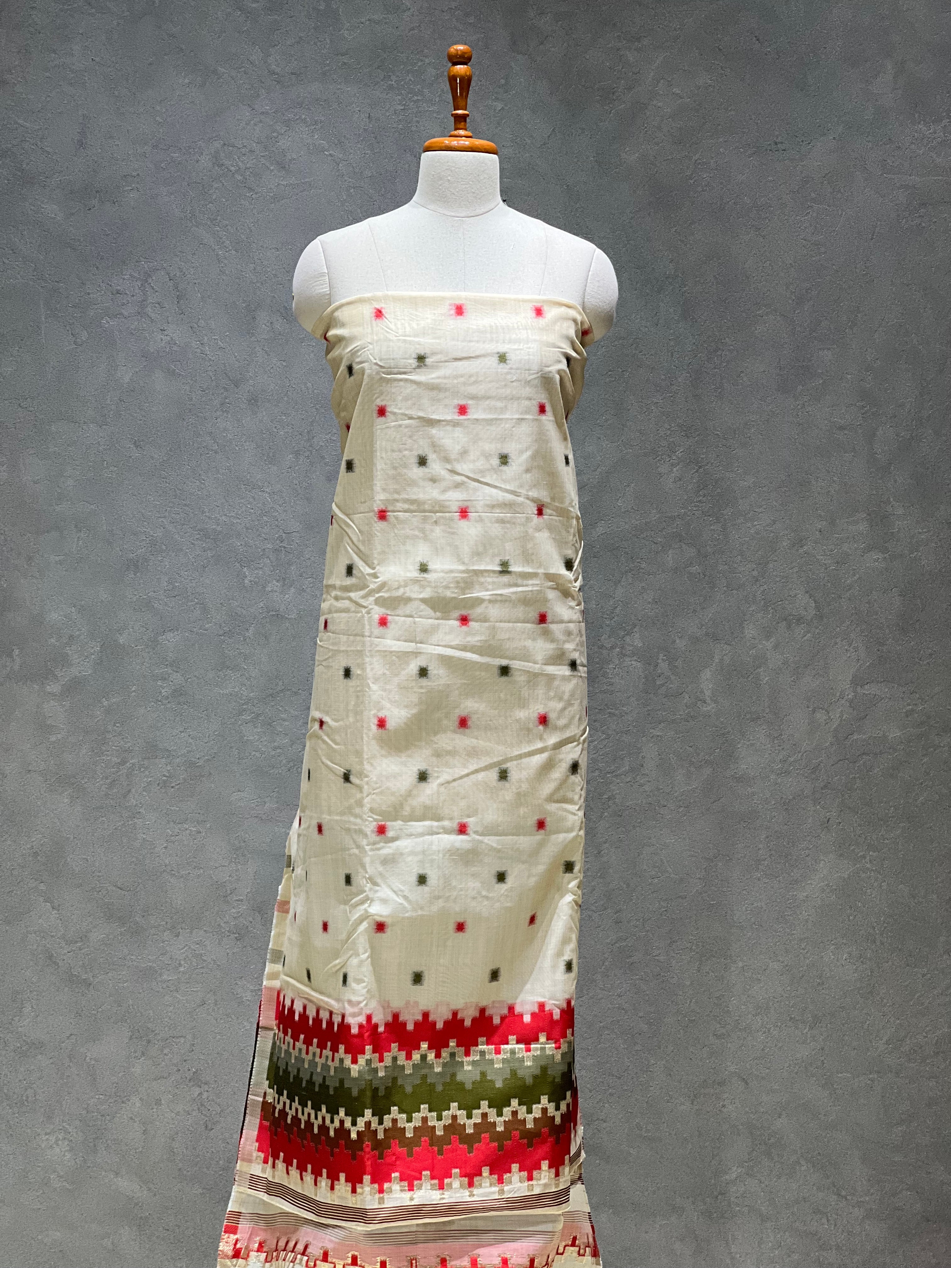 POCHAMPALLY RED UNSTITCHED SUITS