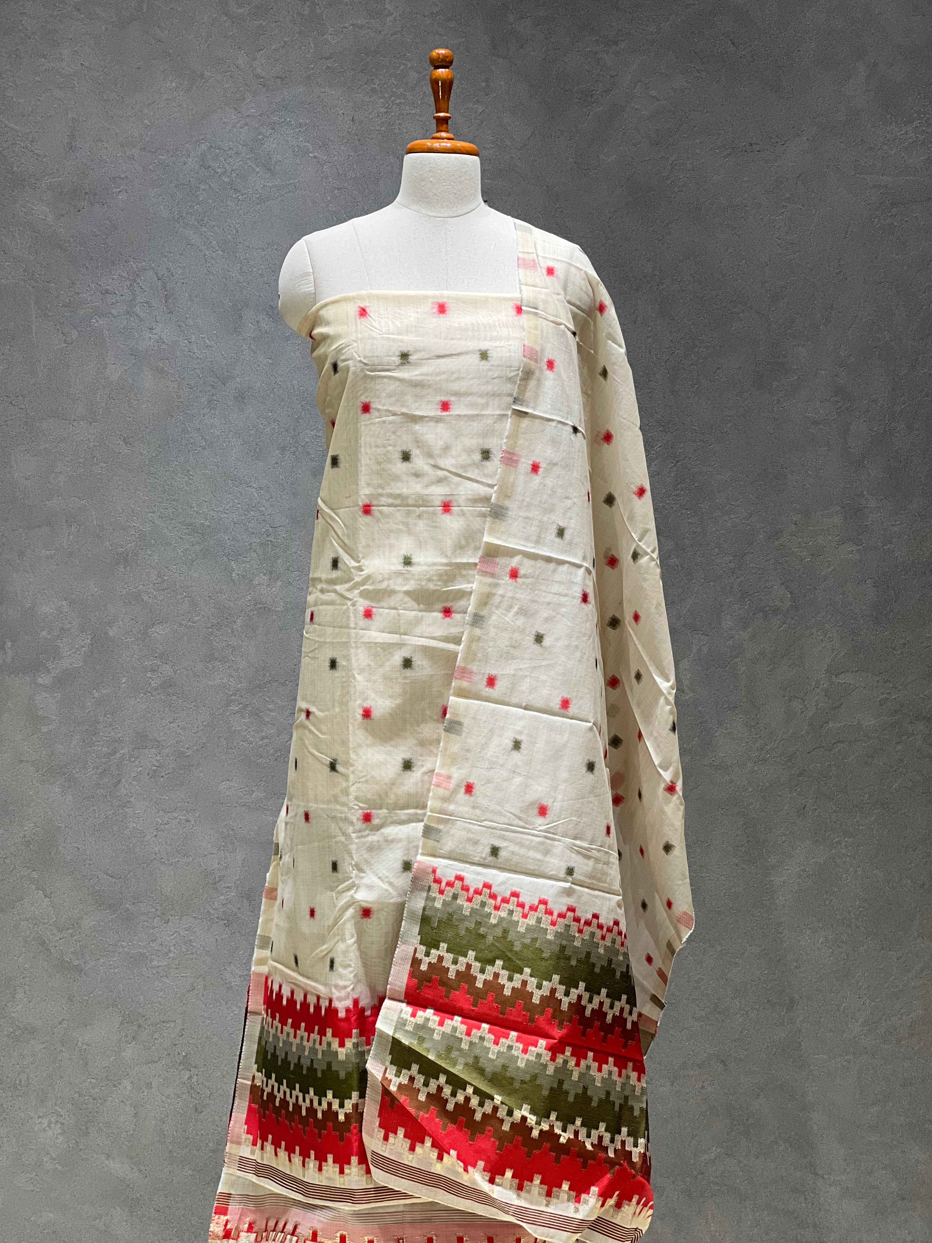 POCHAMPALLY RED UNSTITCHED SUITS