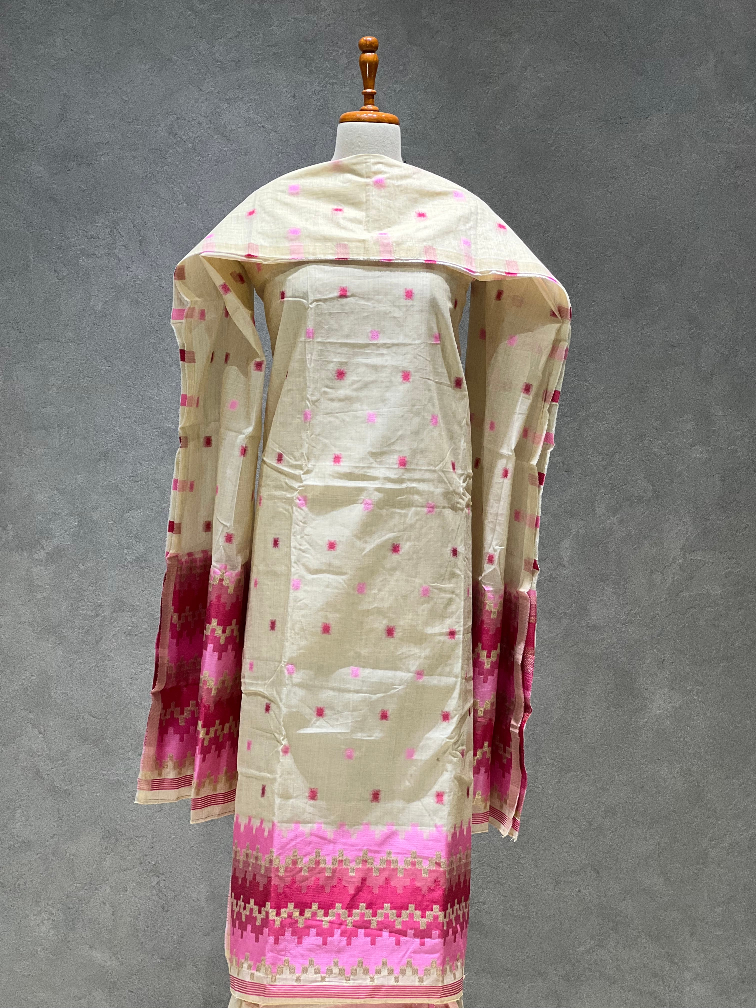 POCHAMPALLY PINK UNSTITCHED SUITS