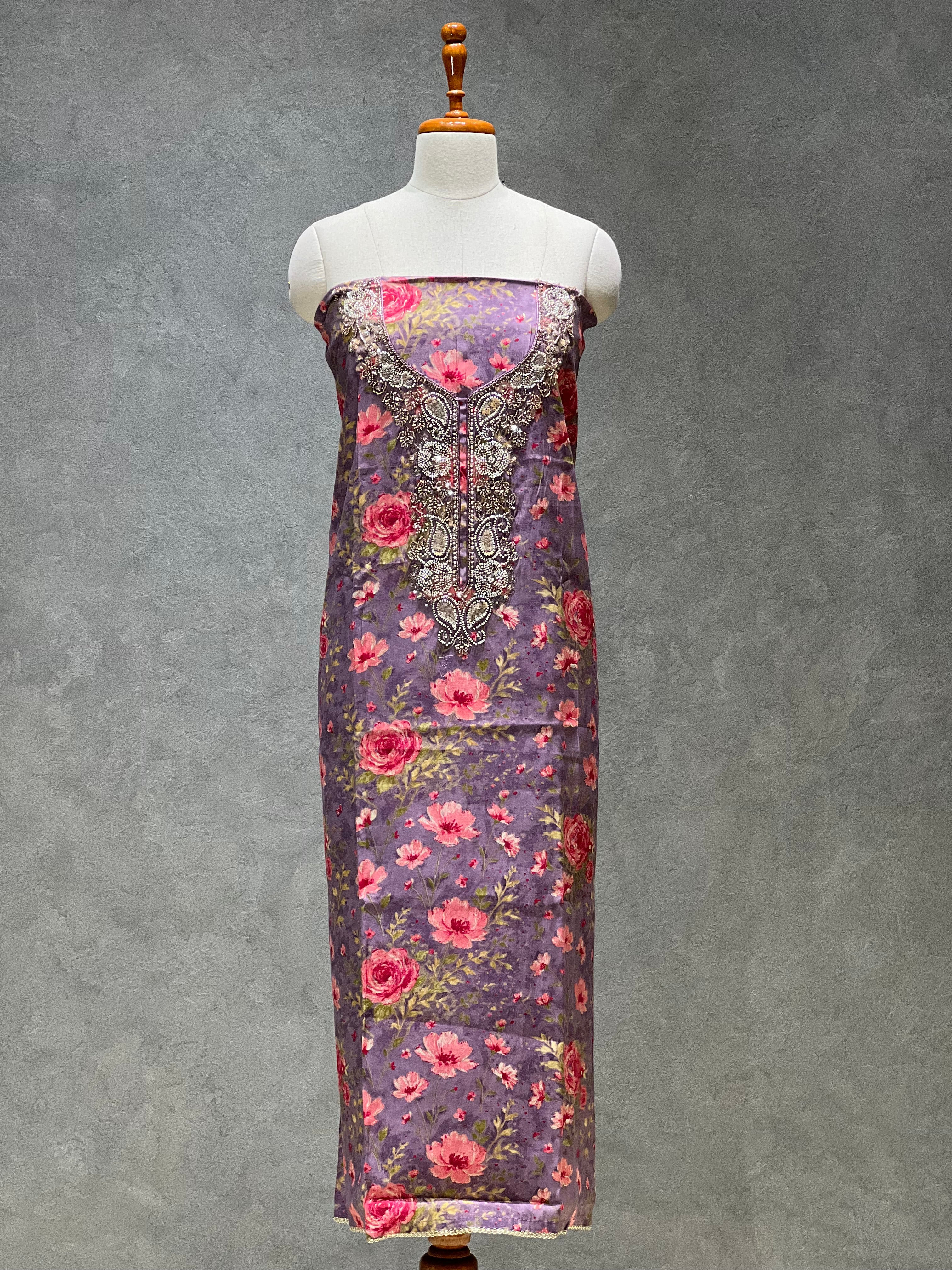 PURPLE FLORAL UNSTITCHED SUITS