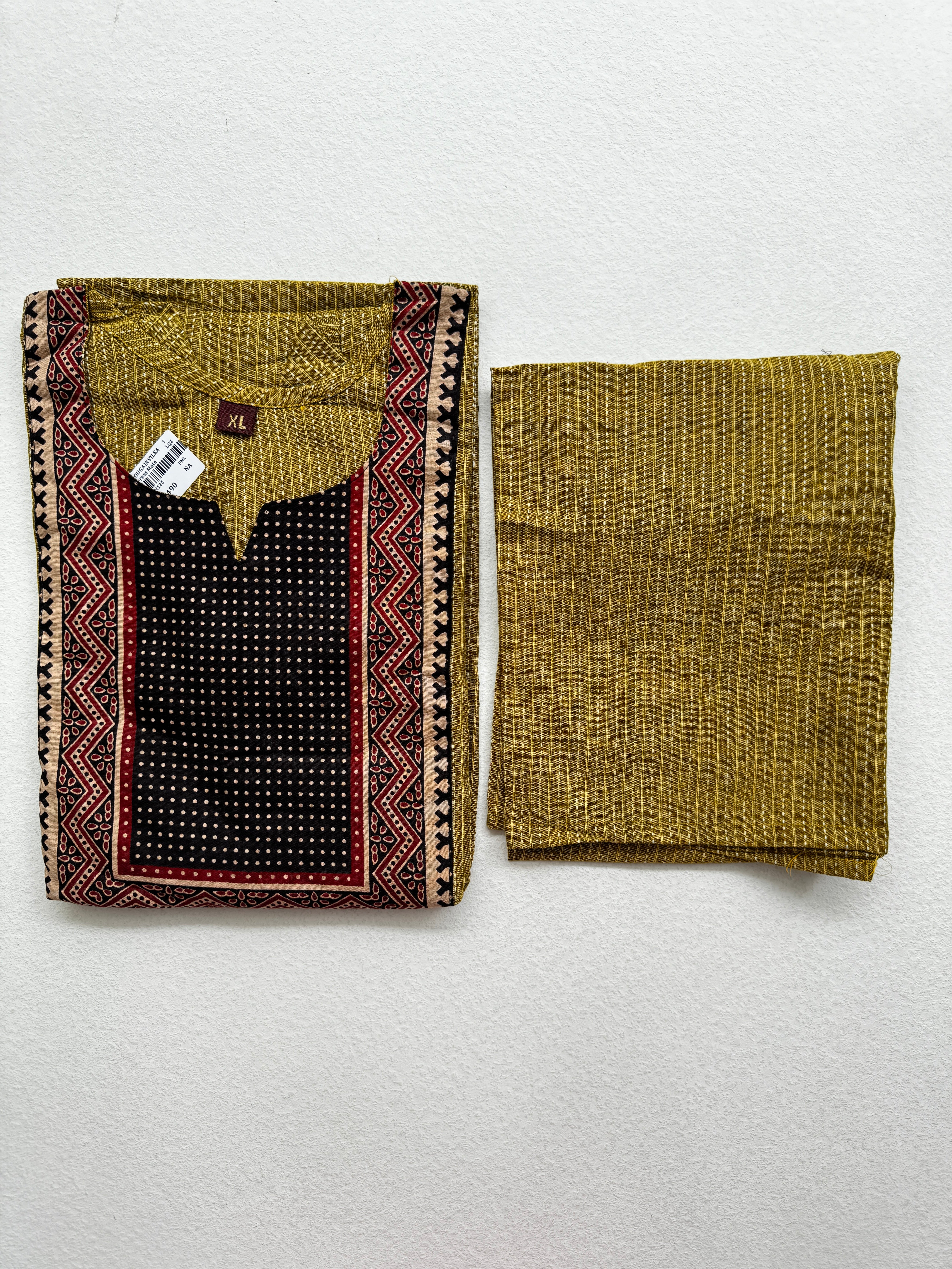 KANTHA KURTHI SET - MUSTARD