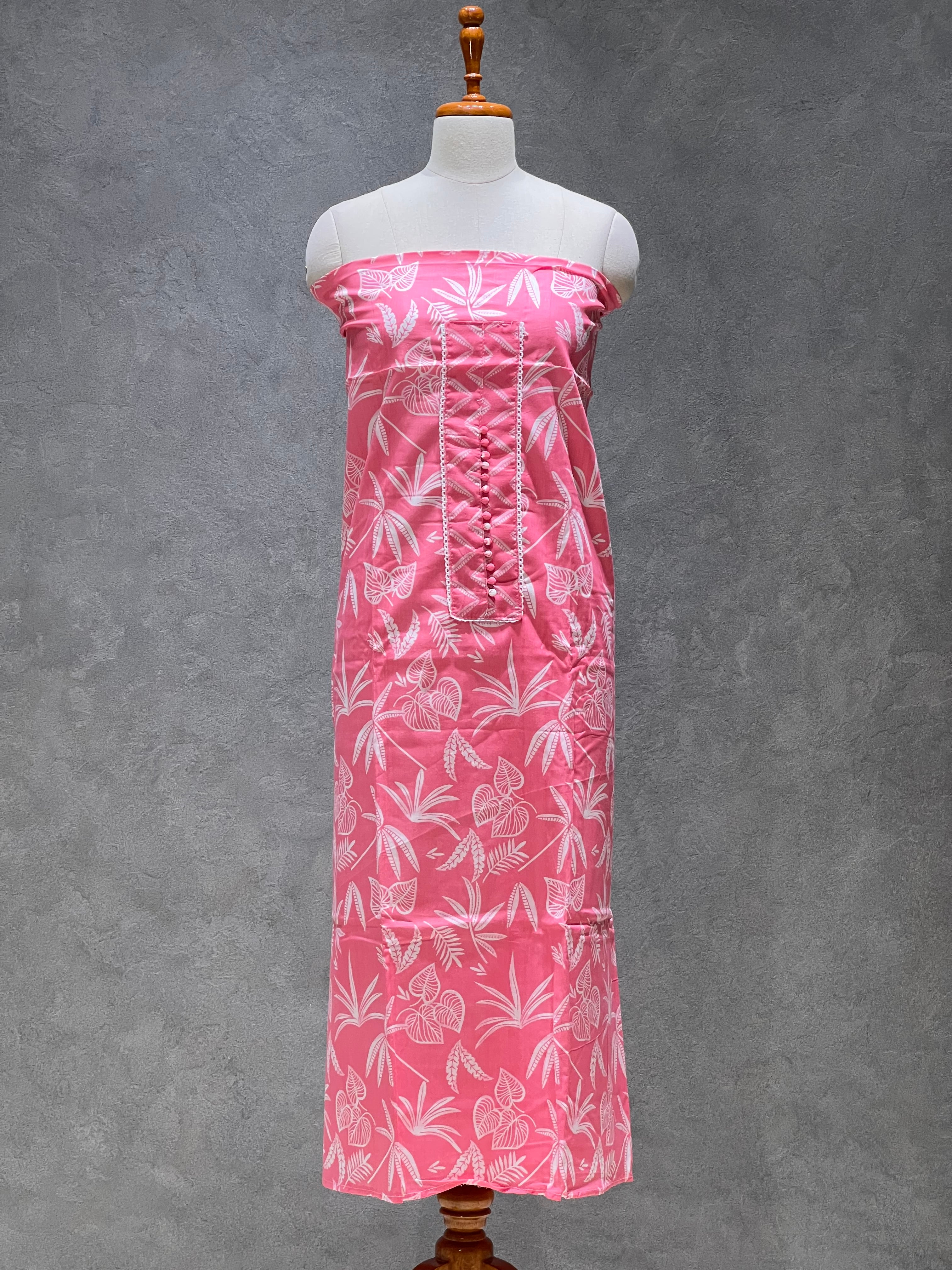 PINK WITH FLORAL PURE COTTON UNSTITCHED SUITS - 0.1