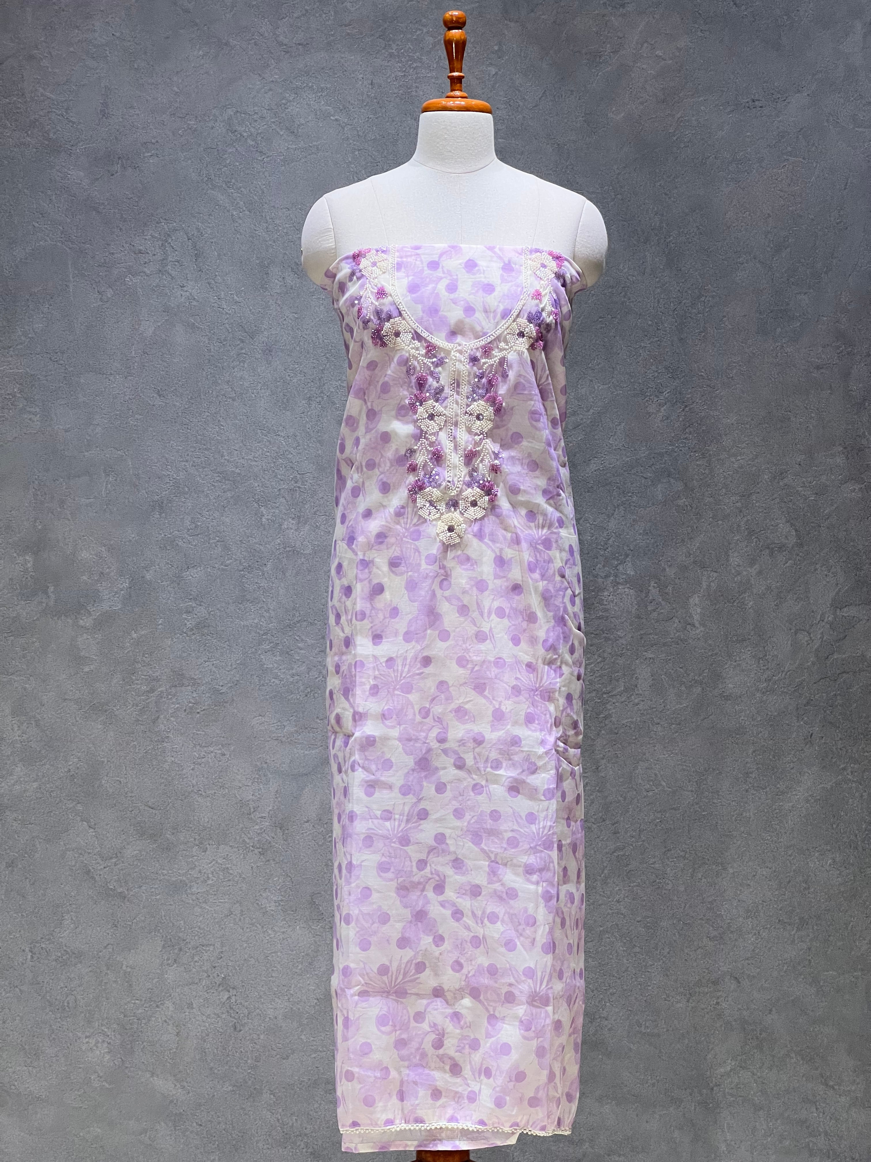 LAVENDER ORGANZA UNSTITCHED SUITS