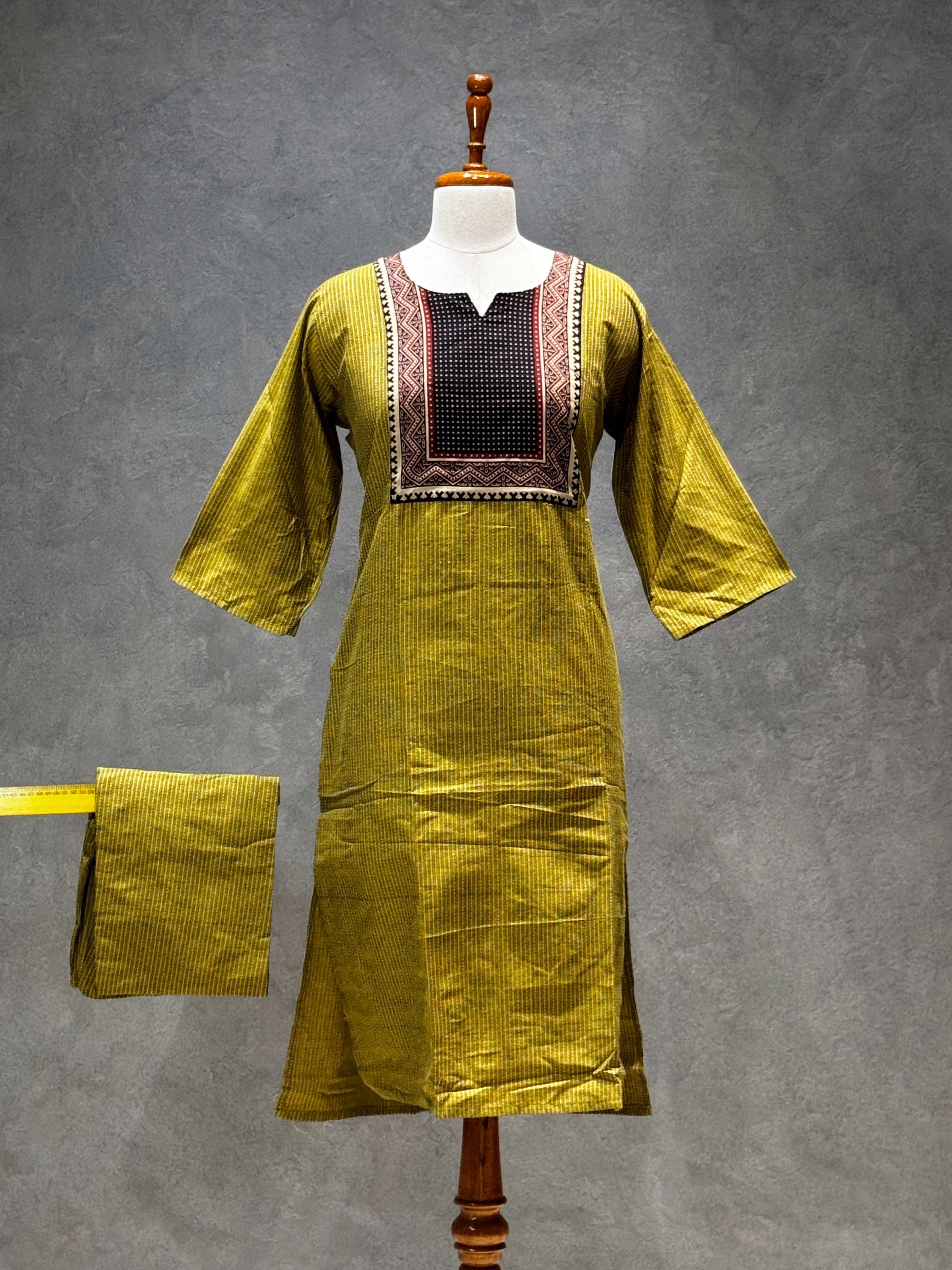KANTHA KURTHI SET - MUSTARD