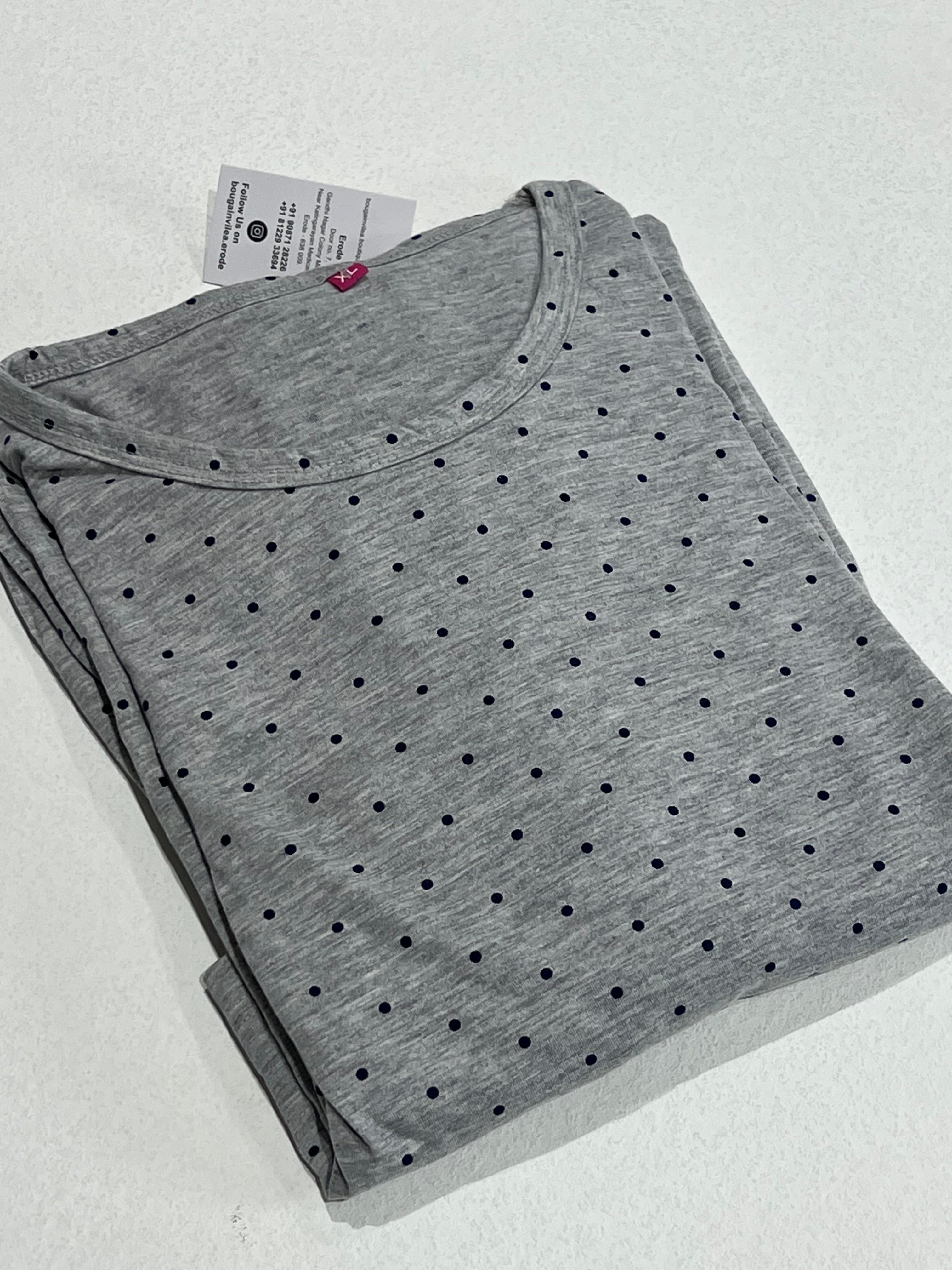 ZIPLESS FEEDING GOWN - GREY POLKA