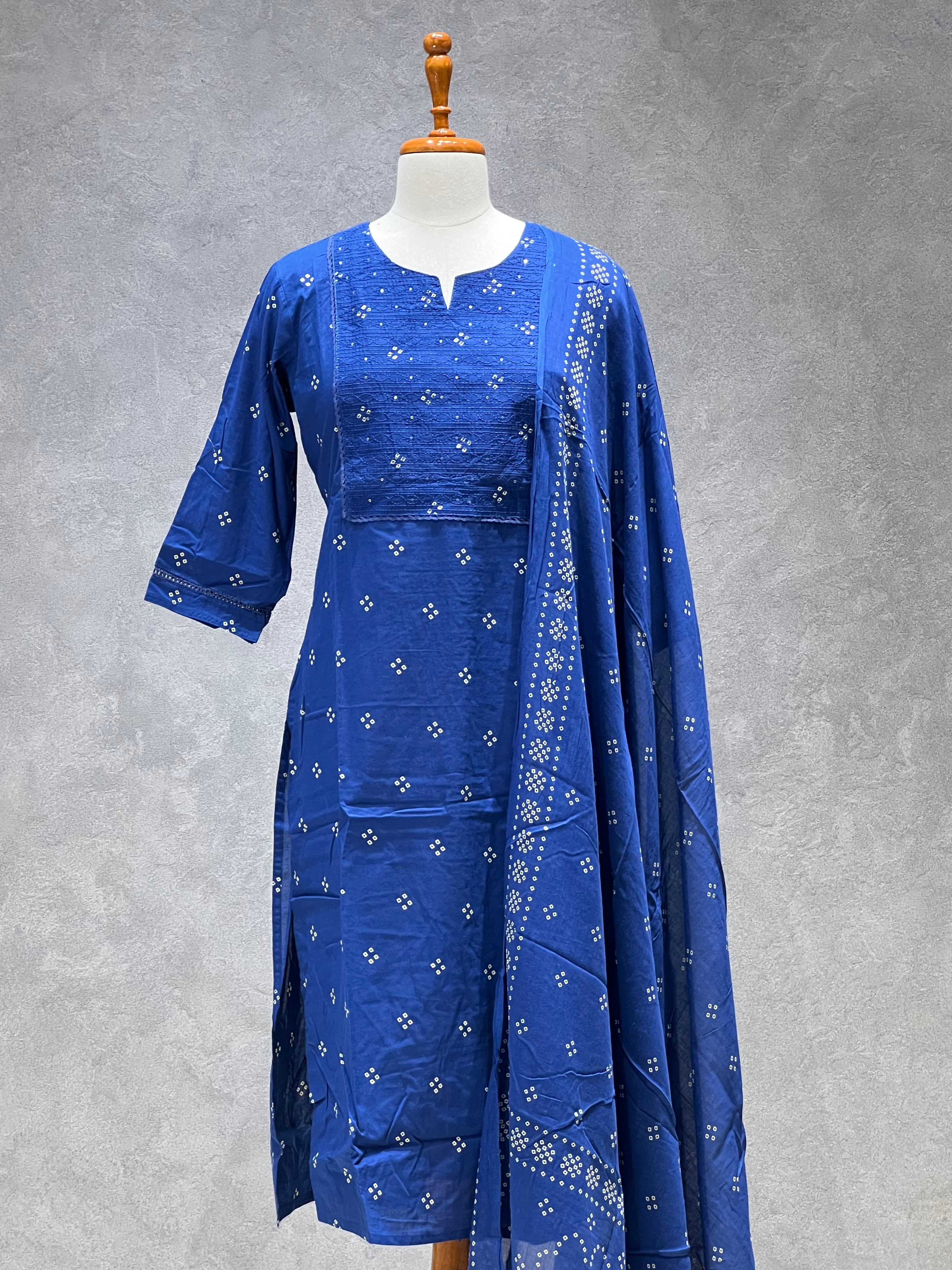 JAIPURI COTTON SUITS- ELECTRIC BLUE