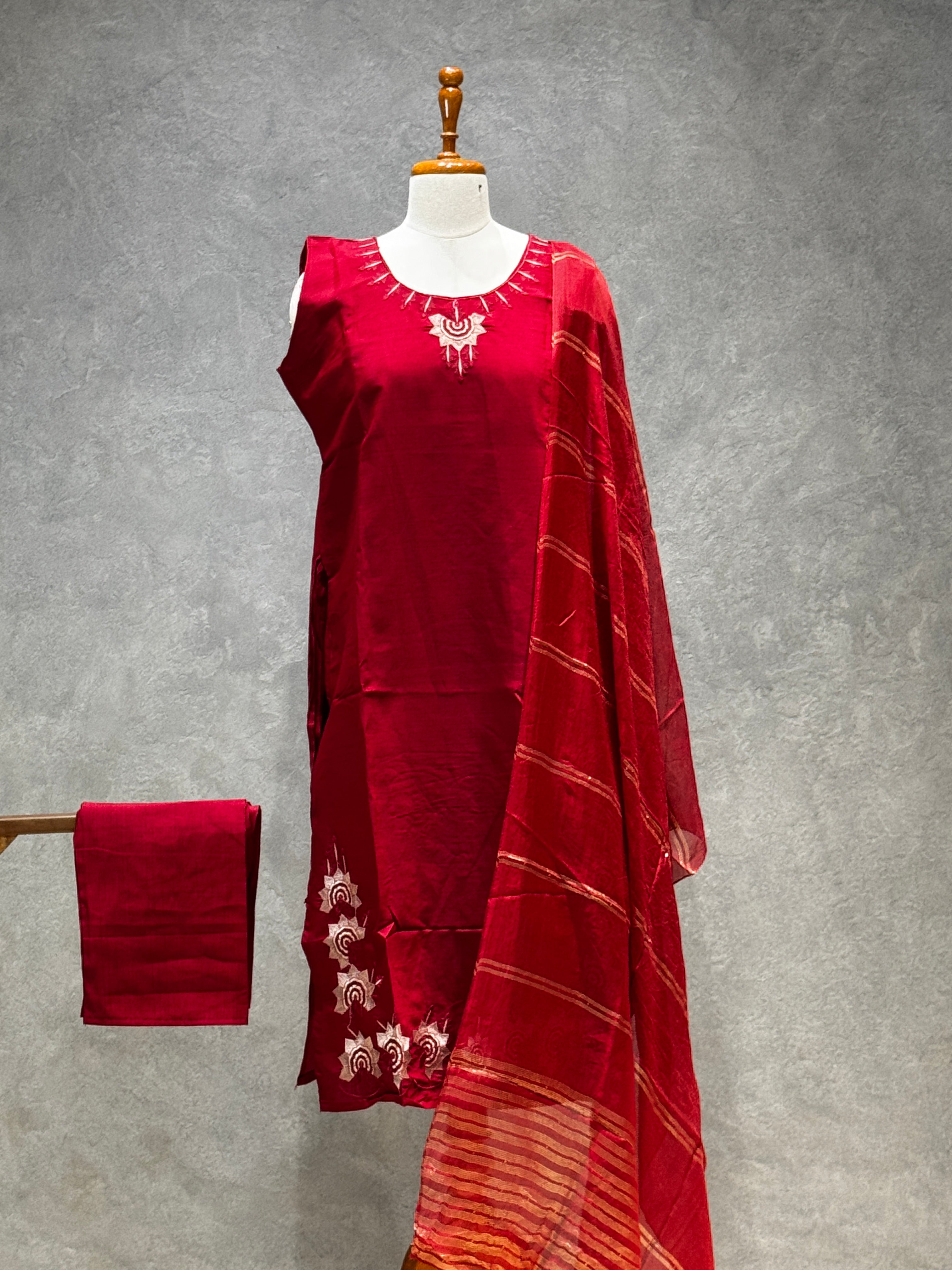 VATICAN SILK SALWAR SET (MAROON)