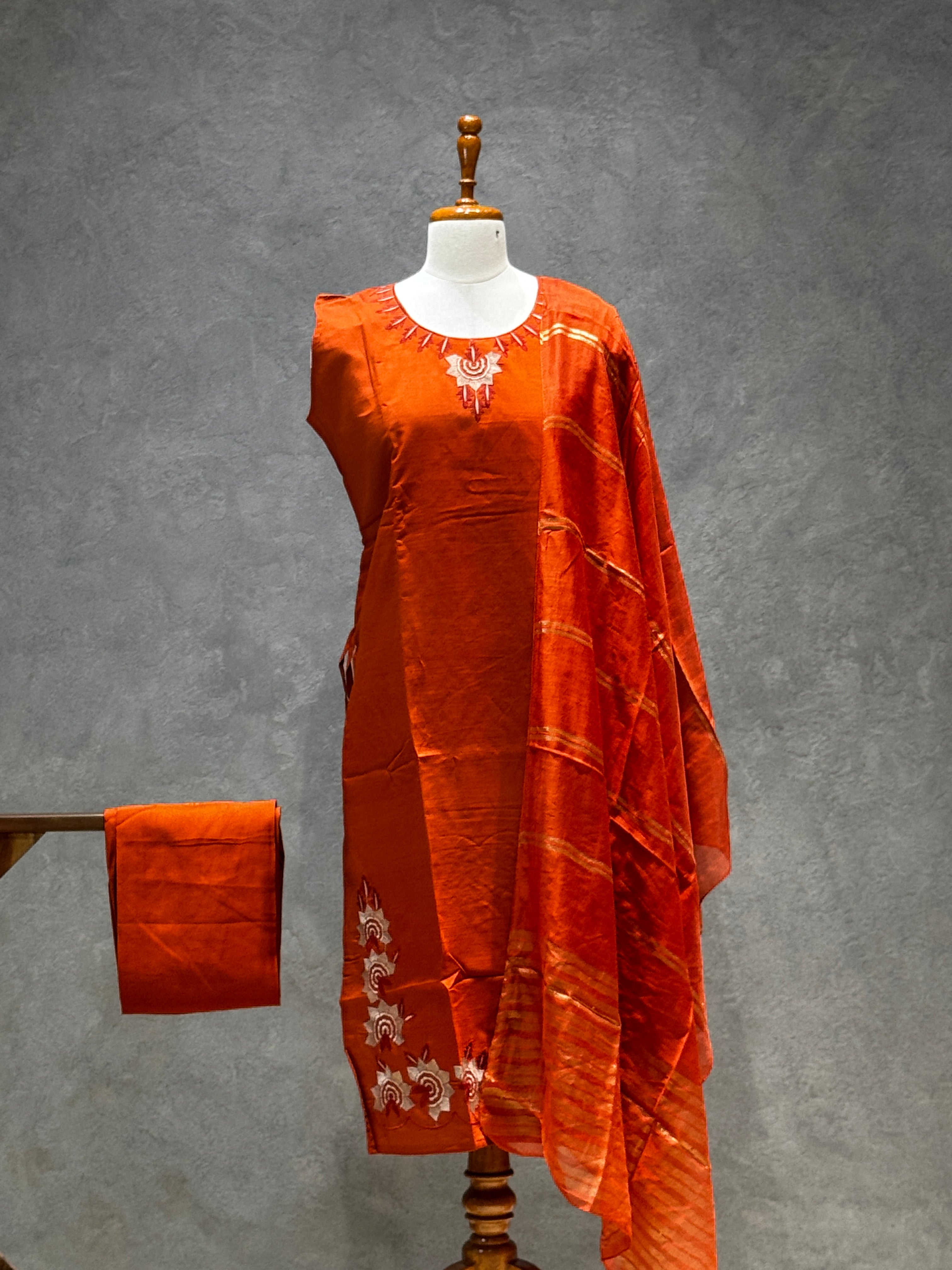 VATICAN SILK SALWAR SET (RUST ORANGE)