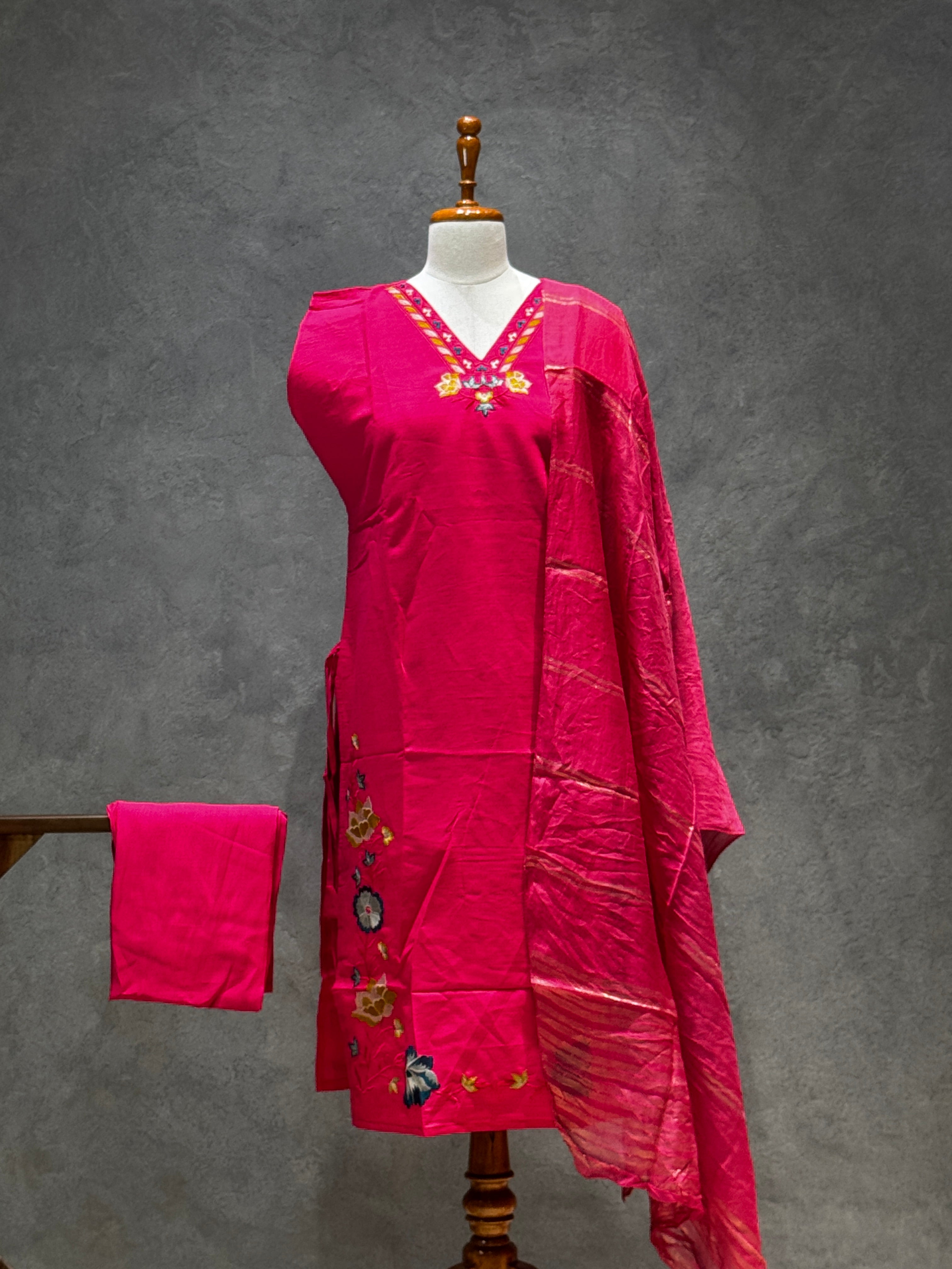 VATICAN SILK SALWAR SET (NEON MAGENTA)