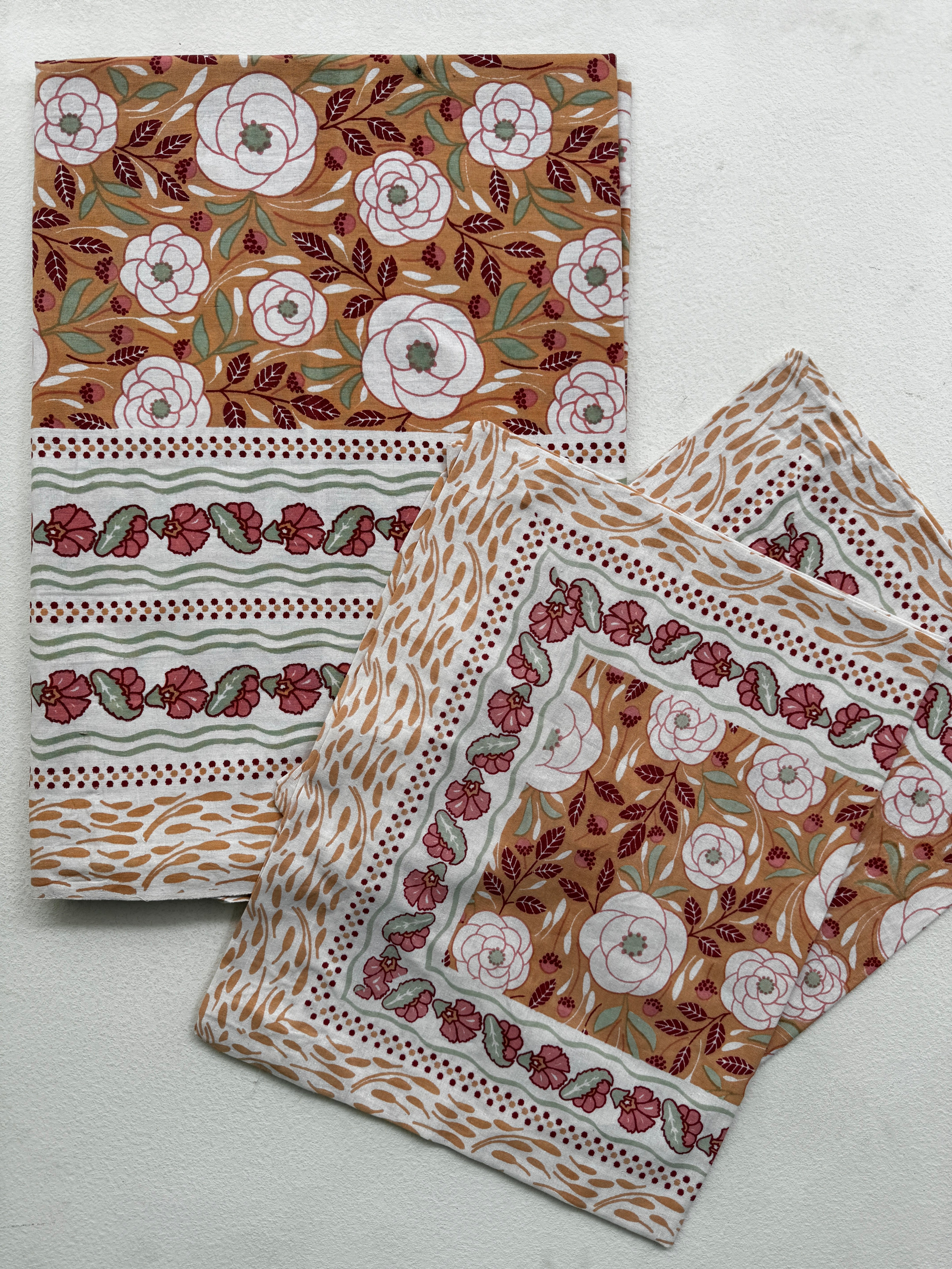 MUSTARD BLOOM FLORAL COTTON BEDSPREAD