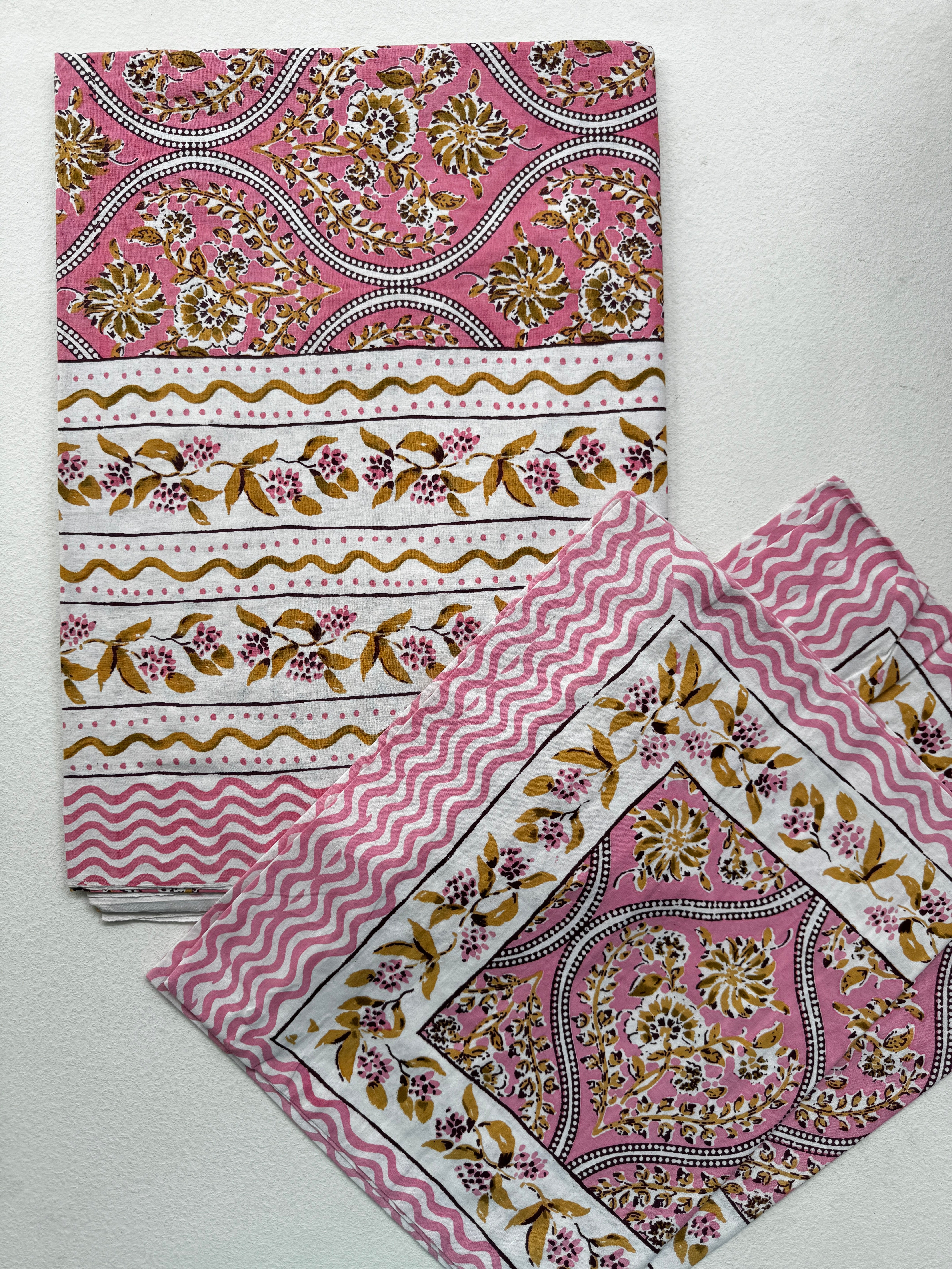BLUSH PINK PAISLEY FLORAL COTTON BEDSPREAD