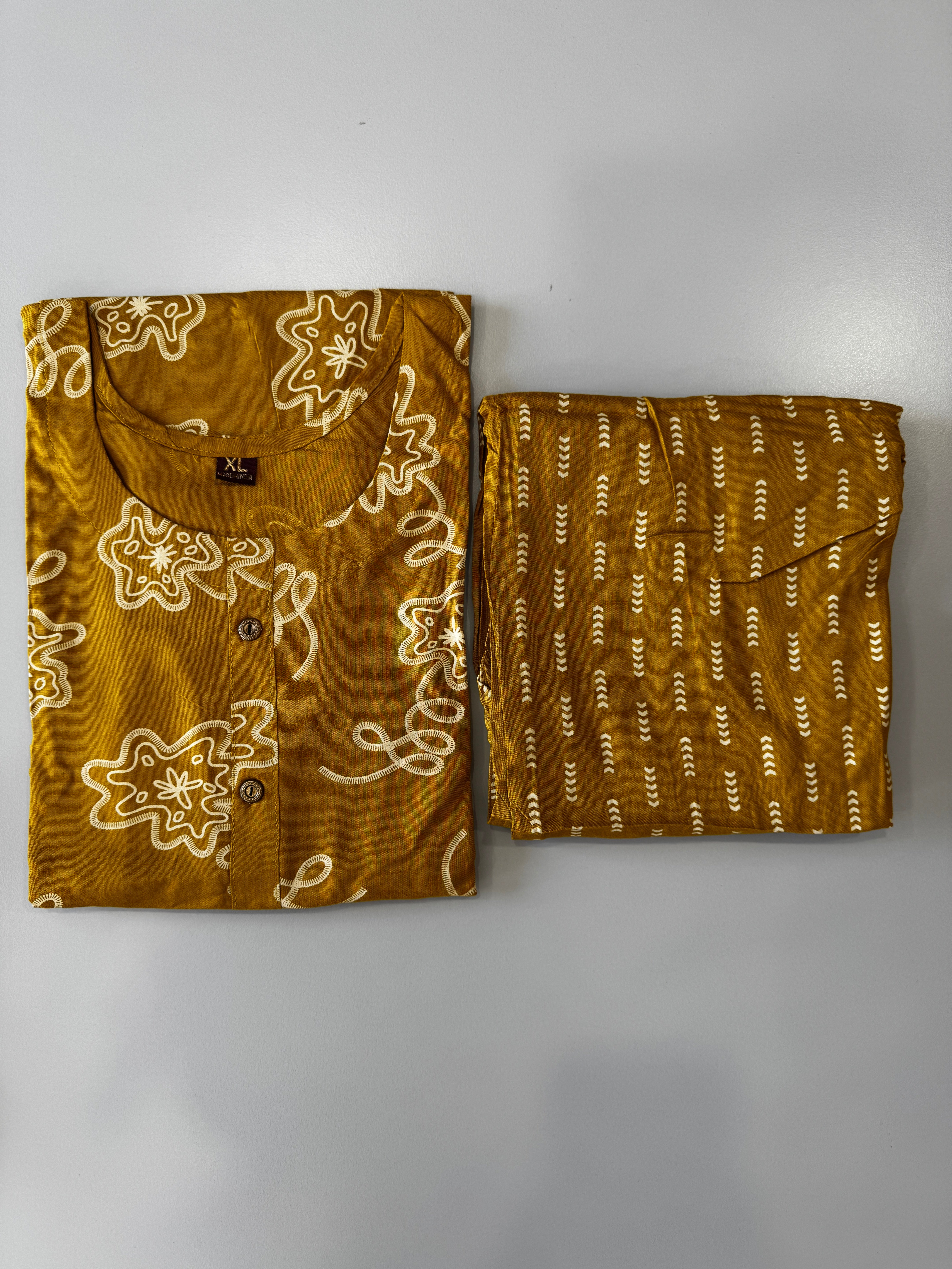 CASUAL WEAR ART MUSTARD KURTHI SET
