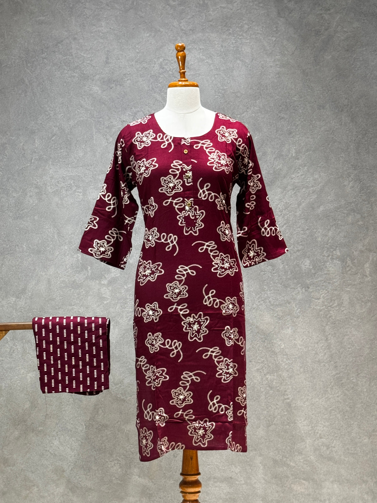 CASUAL WEAR ART PURPLE KURTHI SET
