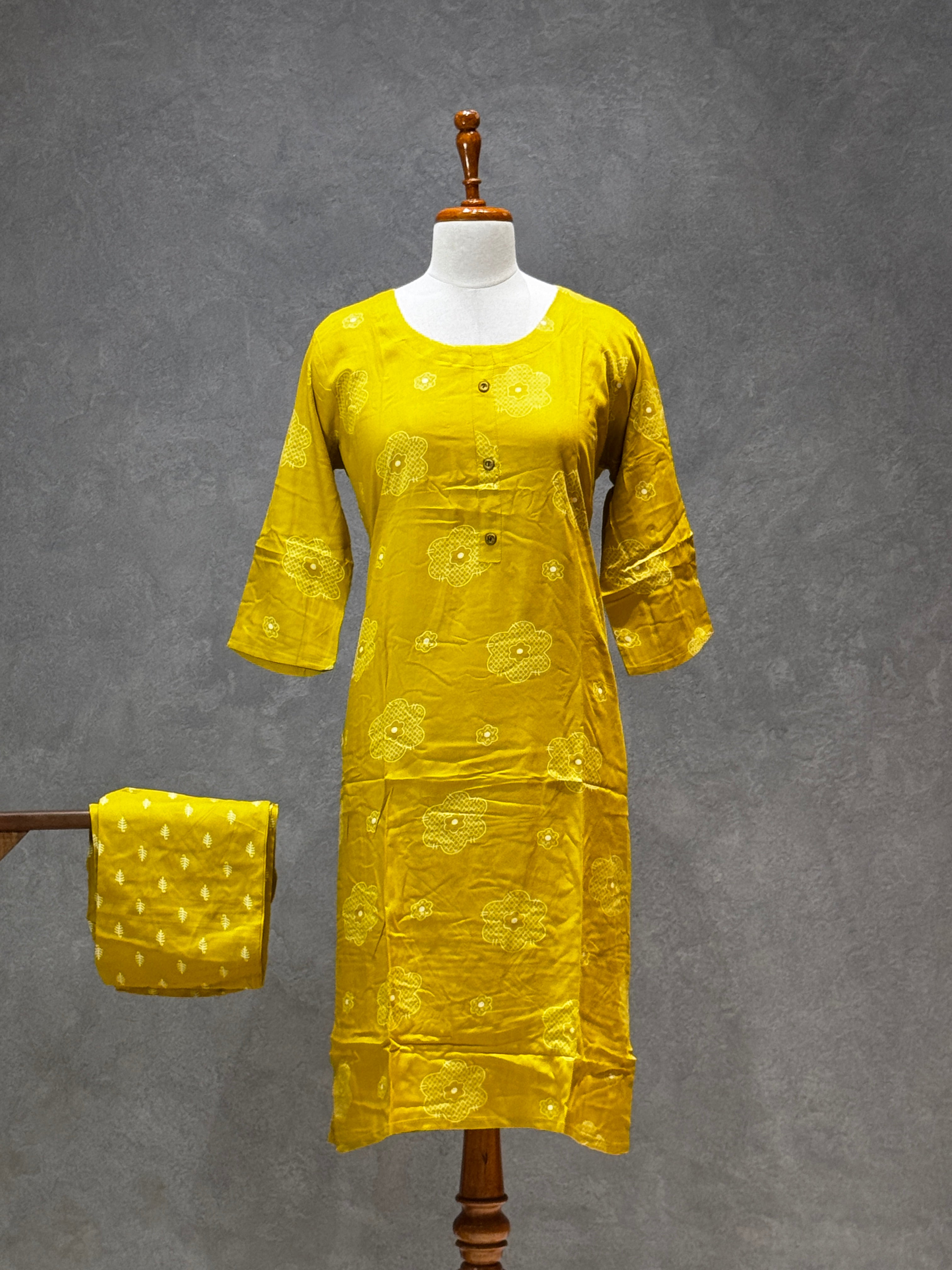 CASUAL WEAR FLORAL PRINT - MUSTARD