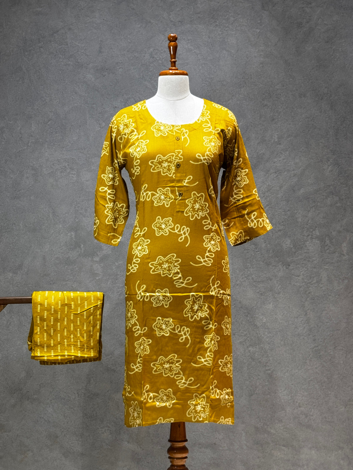 CASUAL WEAR ART MUSTARD KURTHI SET