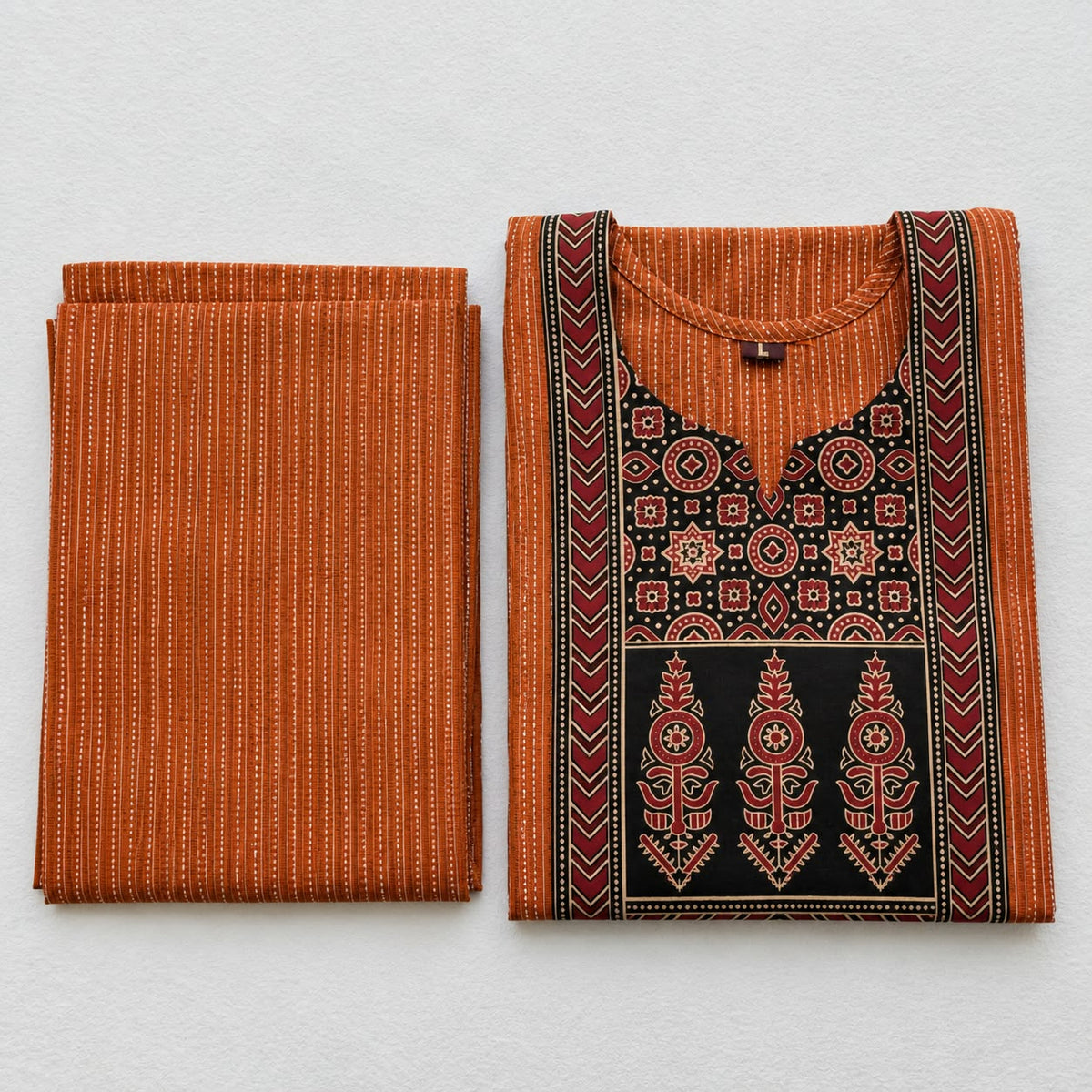 KANTHA KURTHI SET (ORANGE KANTHA)