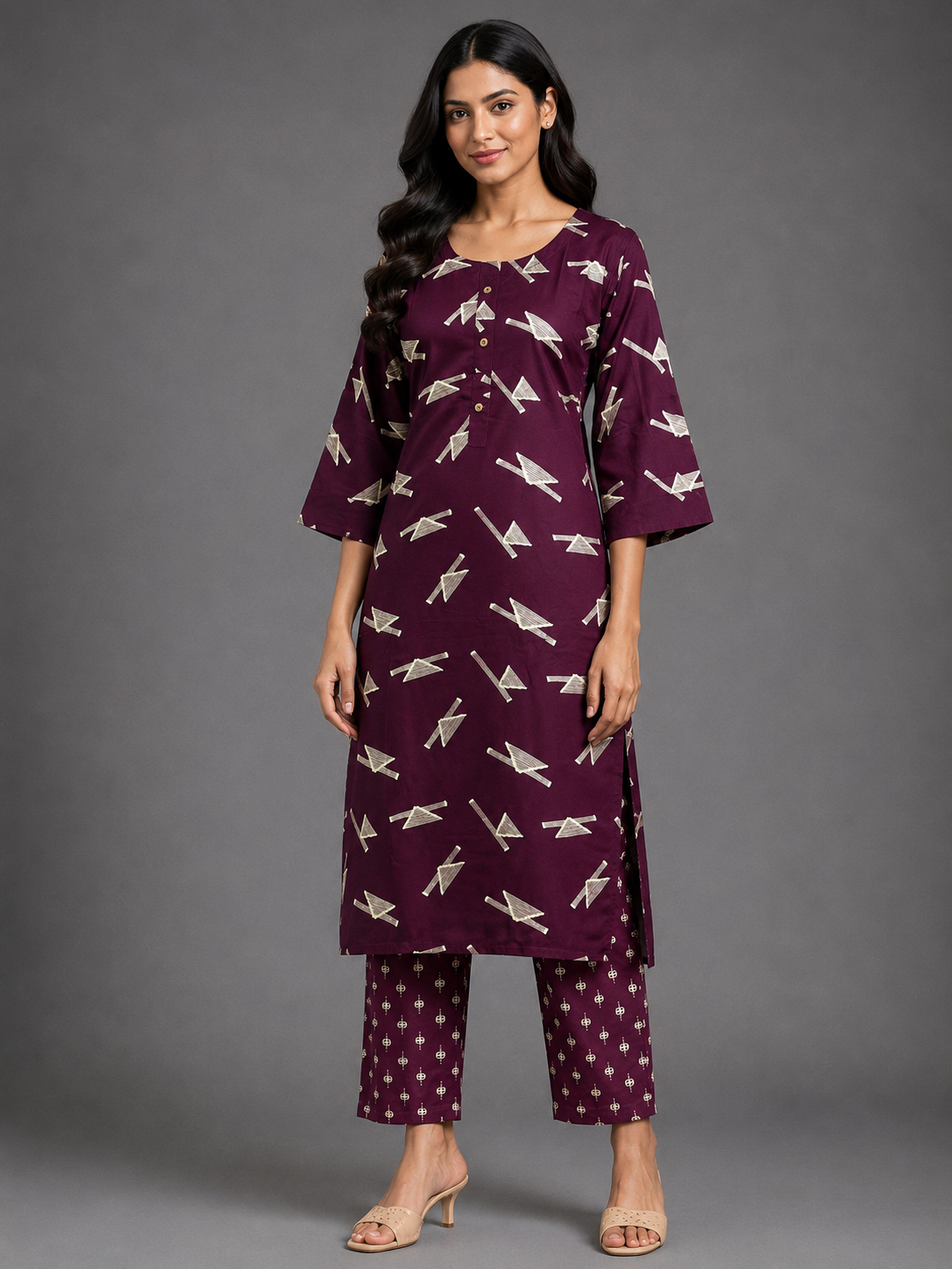 CASUAL WEAR GEOMENTRIC PURPLE SET