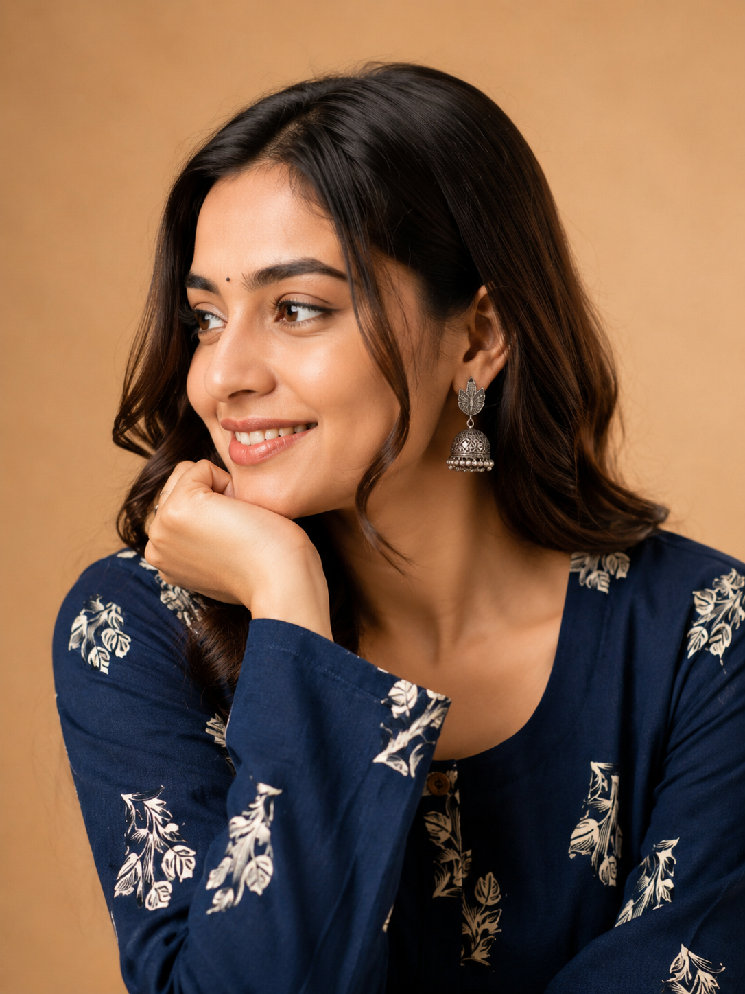 NAVY BLUE FLORAL PRINT CASUAL WEAR