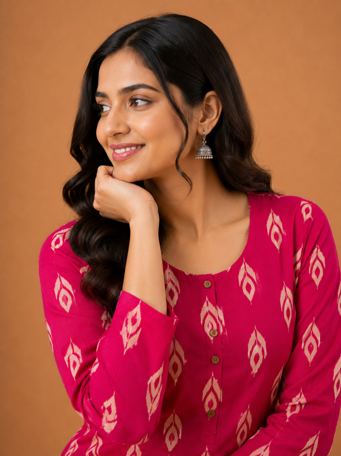 PINK LEAF PRINT CASUAL WEAR