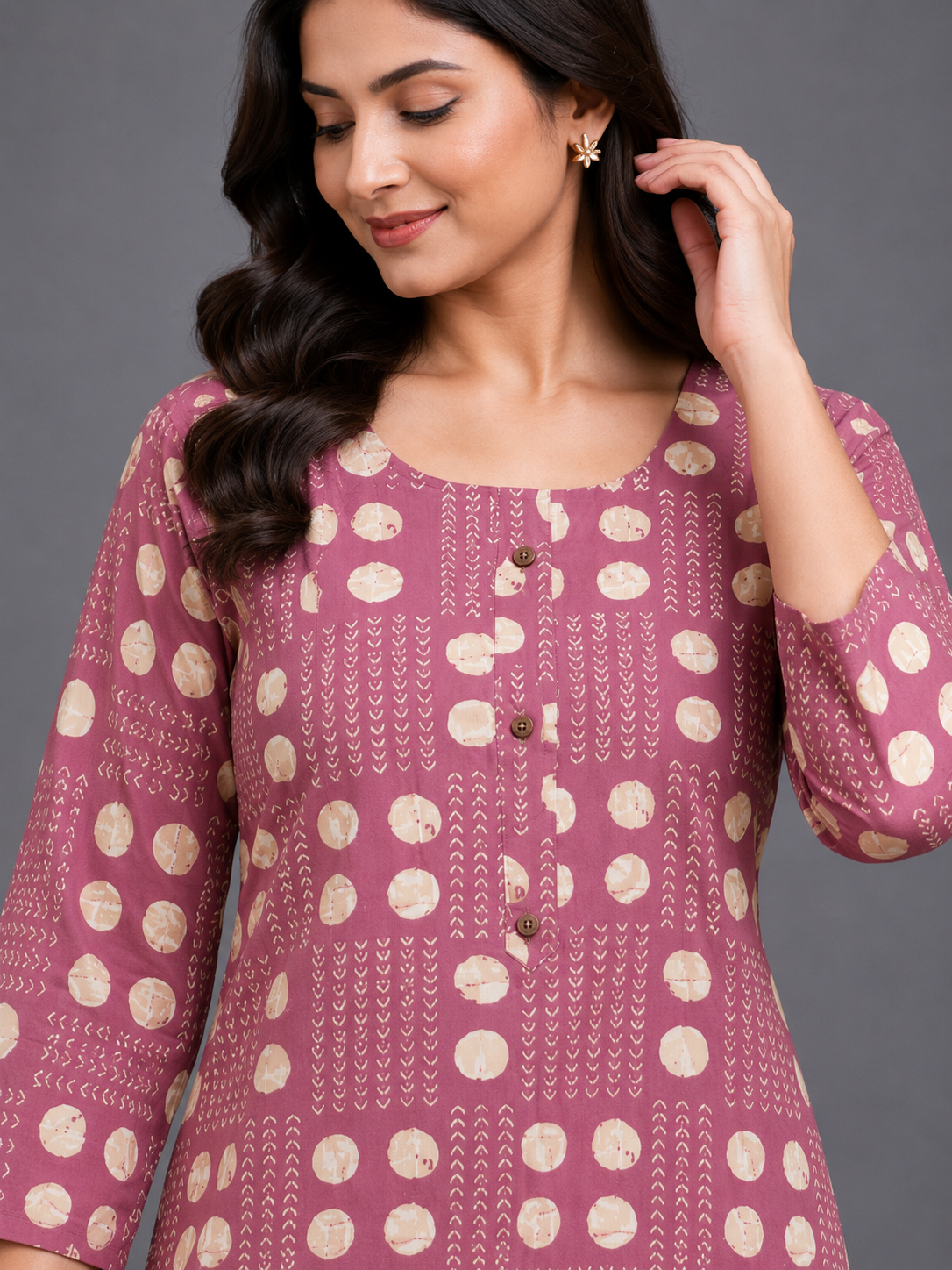 DUSTY MAUVE DOT PRINT CASUAL WEAR
