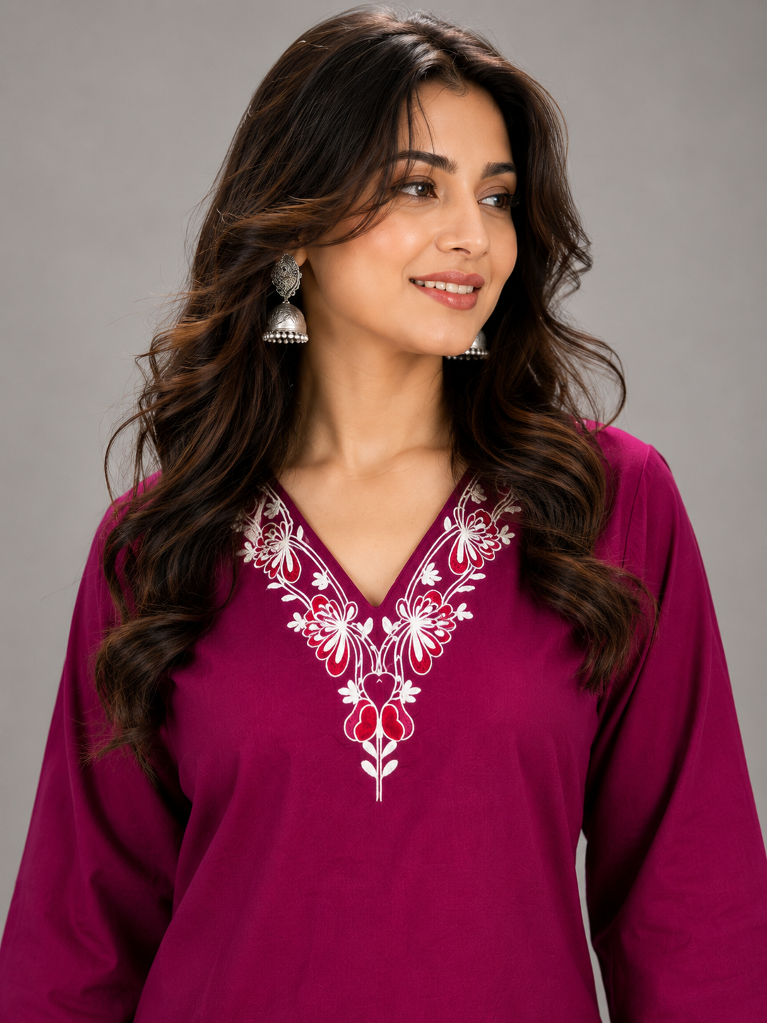 DHABU COTTON KURTHI SET (MAGENTA)
