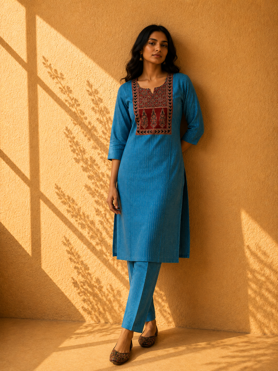 KANTHA KURTHI SET (BLUE KANTHA)