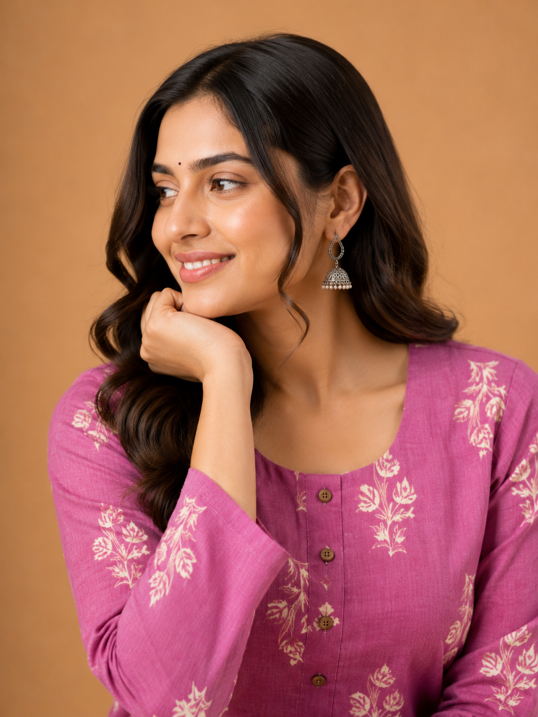ROSE PINK LEAF PRINT CASUAL WEAR