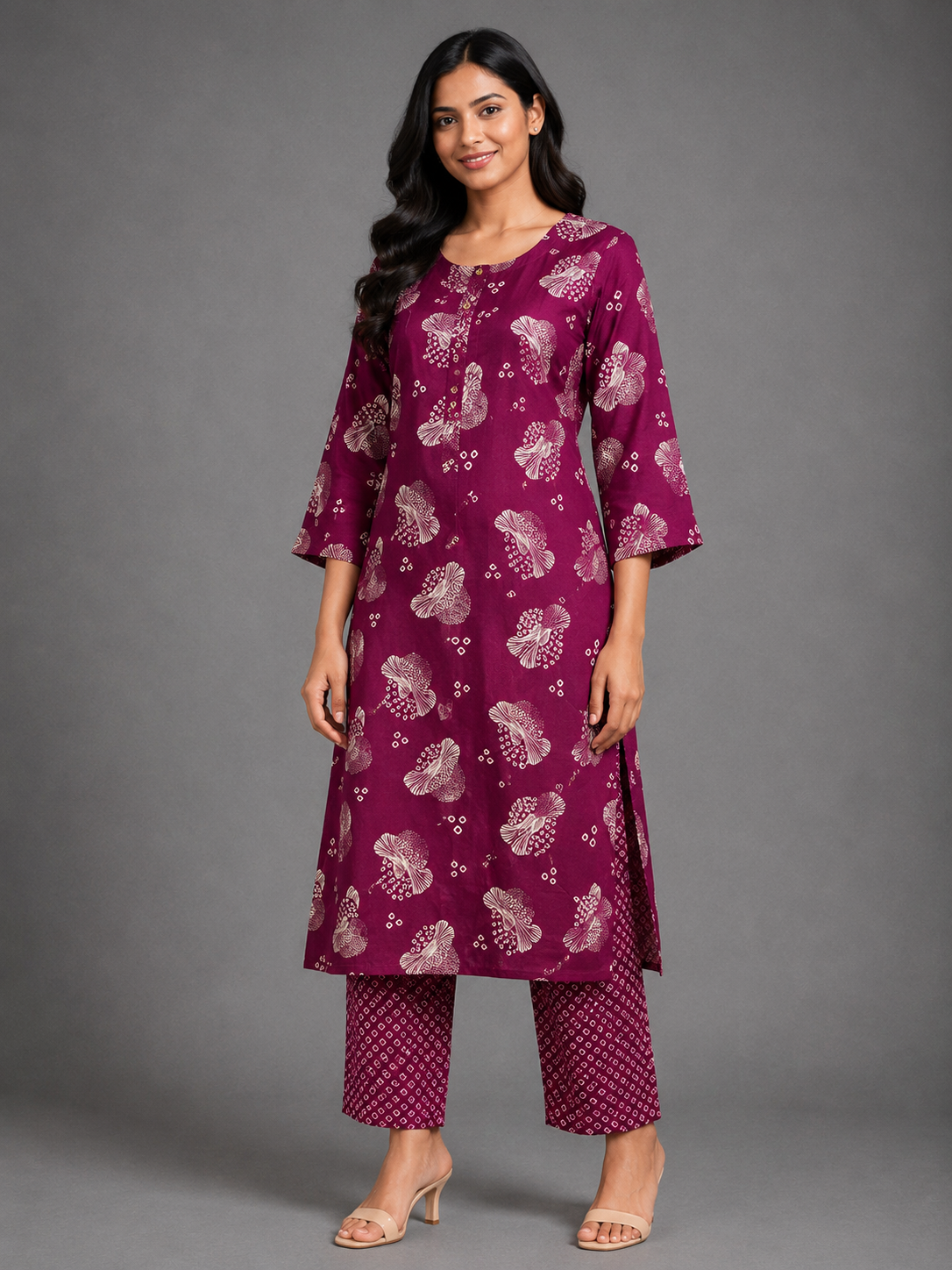 CASUAL WEAR ART PURPLE KURTHI SET