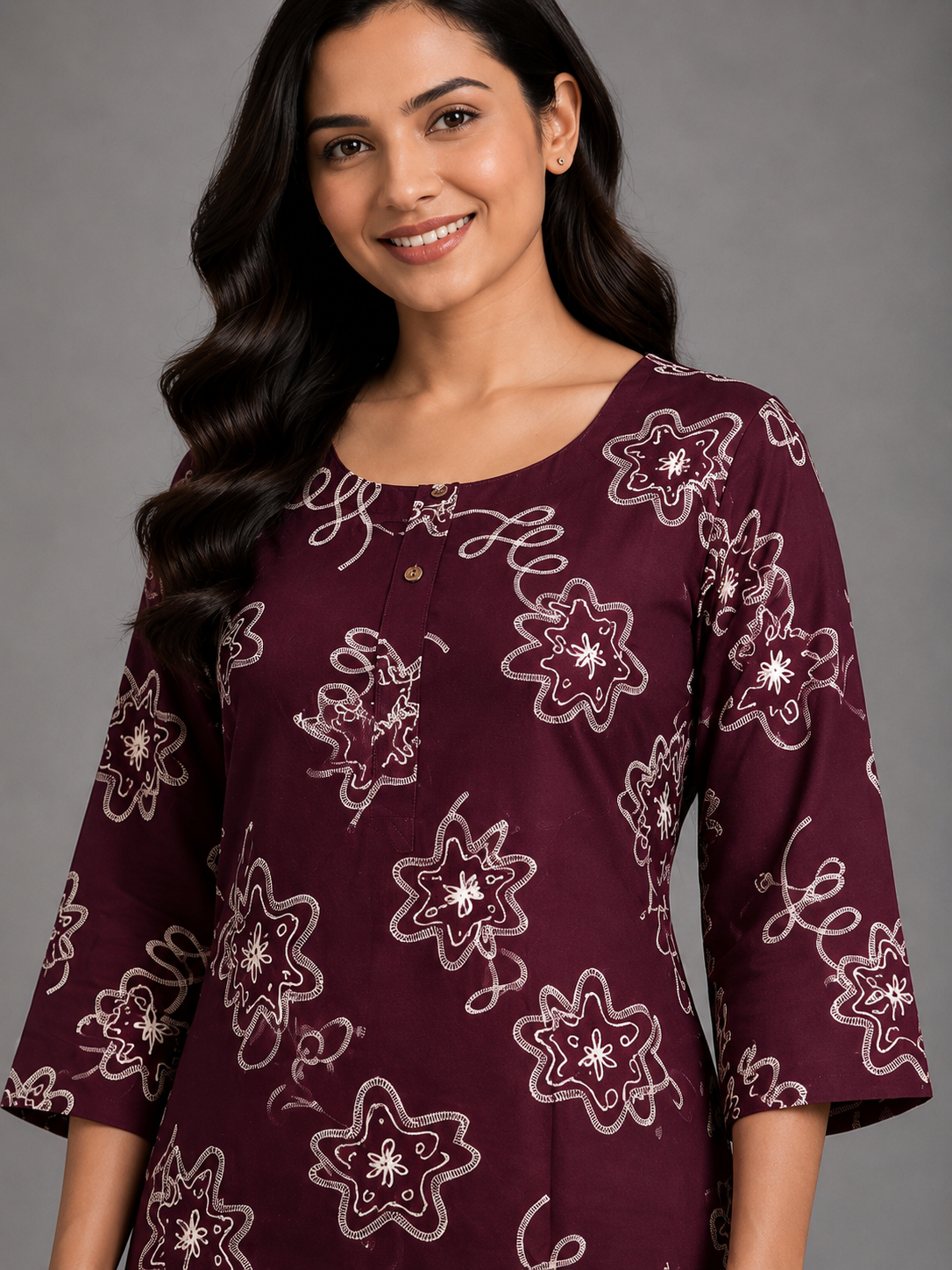 CASUAL WEAR ART PURPLE KURTHI SET