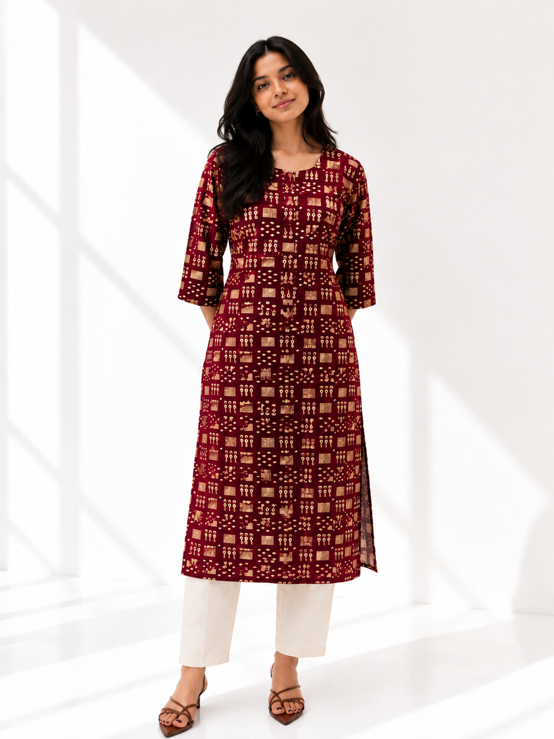 KURTHA SET MAROON