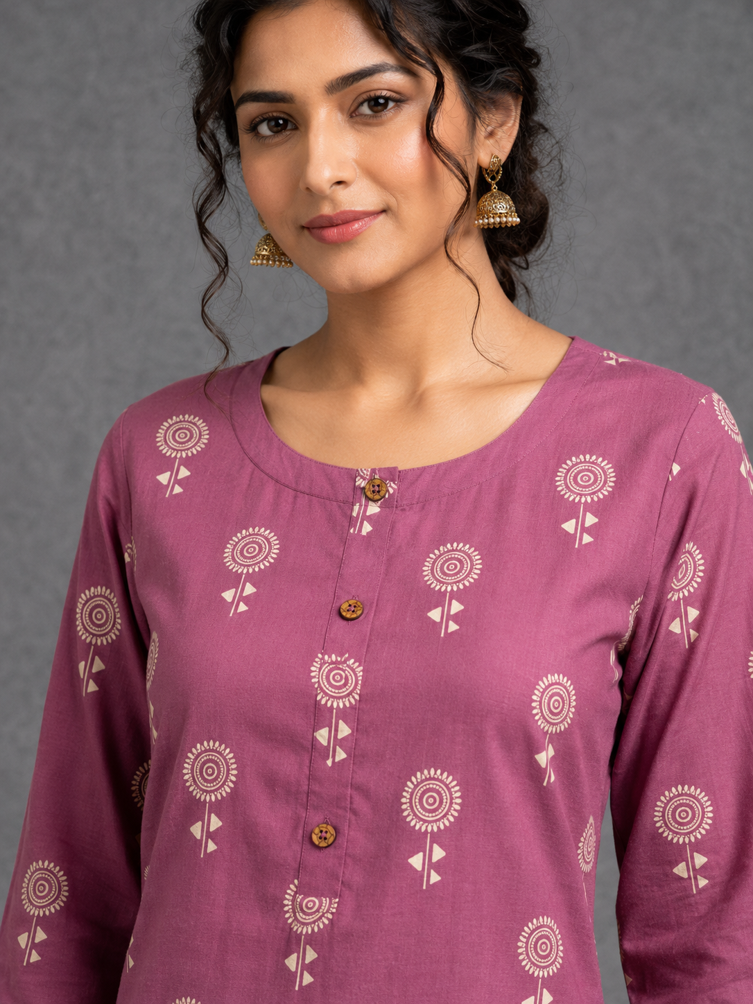 MAUVE PINK ETHNIC FLORAL EVERYDAY WEAR