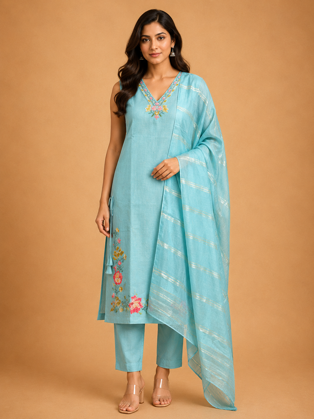 VATICAN SILK SALWAR SET (SKY BLUE)