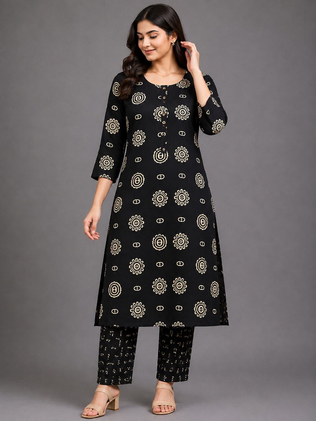 GRAPHITE GREY FLORAL PRINT CASUAL WEAR