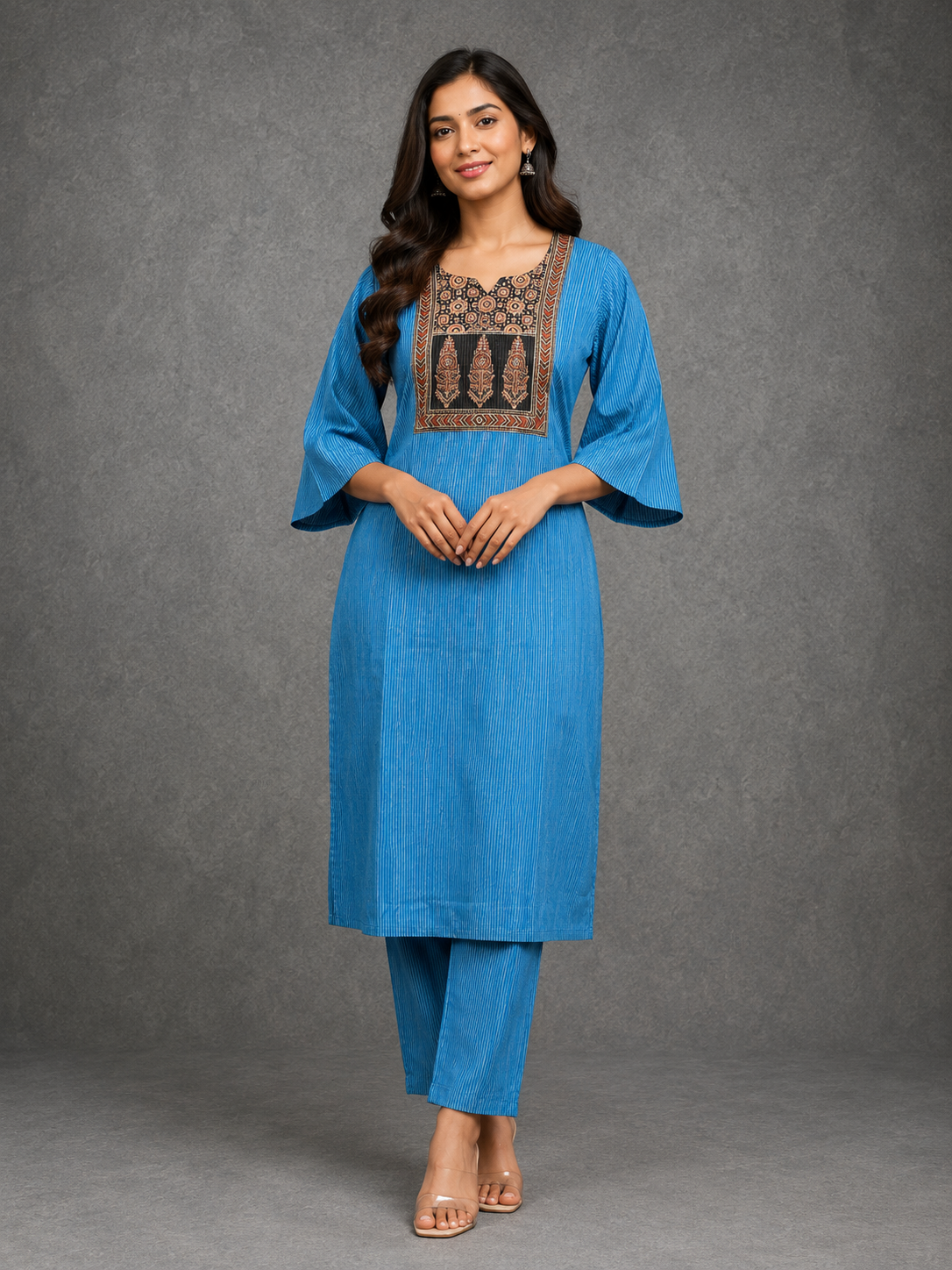 KANTHA KURTHI SET (BLUE KANTHA)