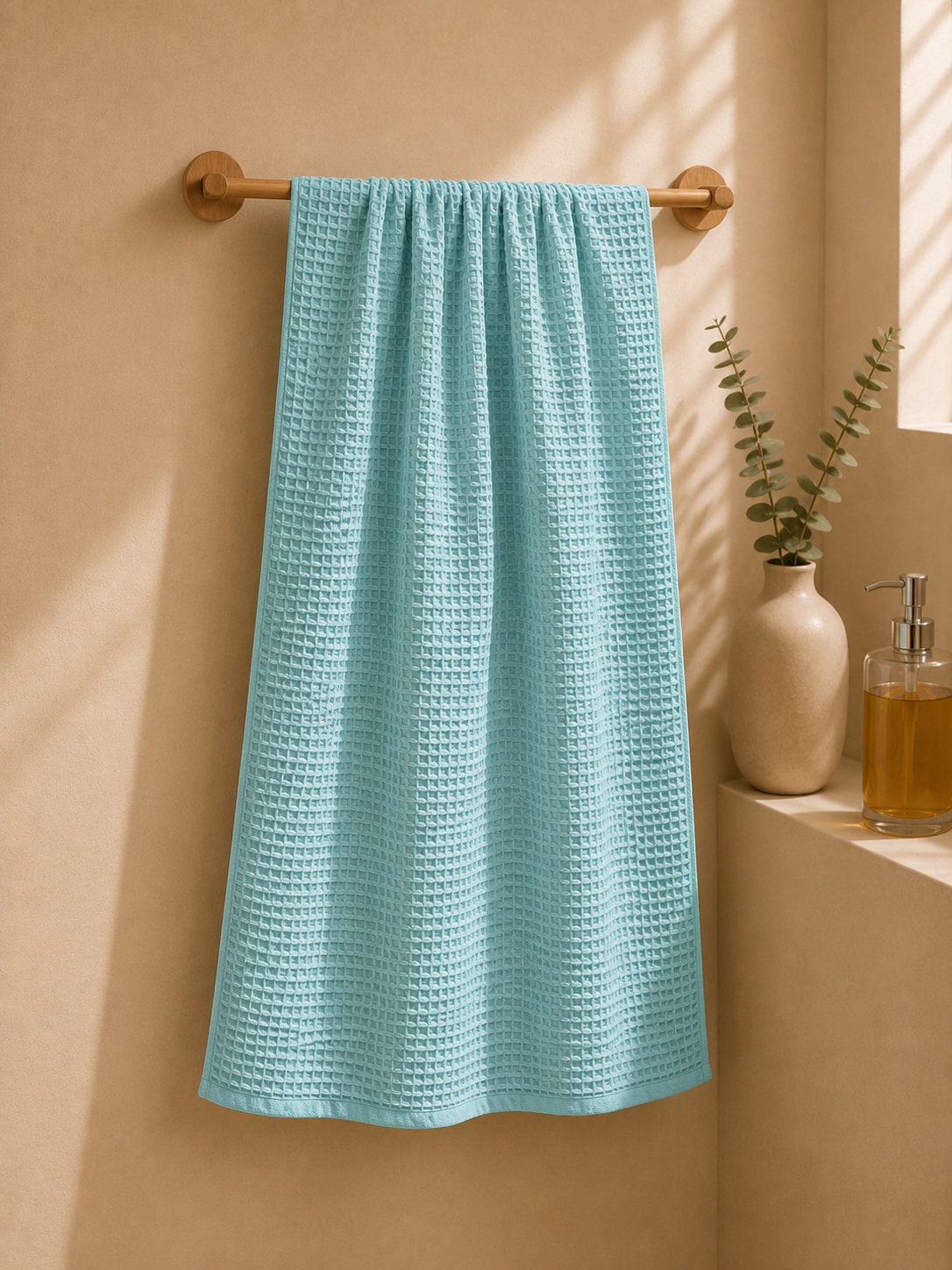 COTTON WAFFLE BATH TOWEL – SKY BLUE