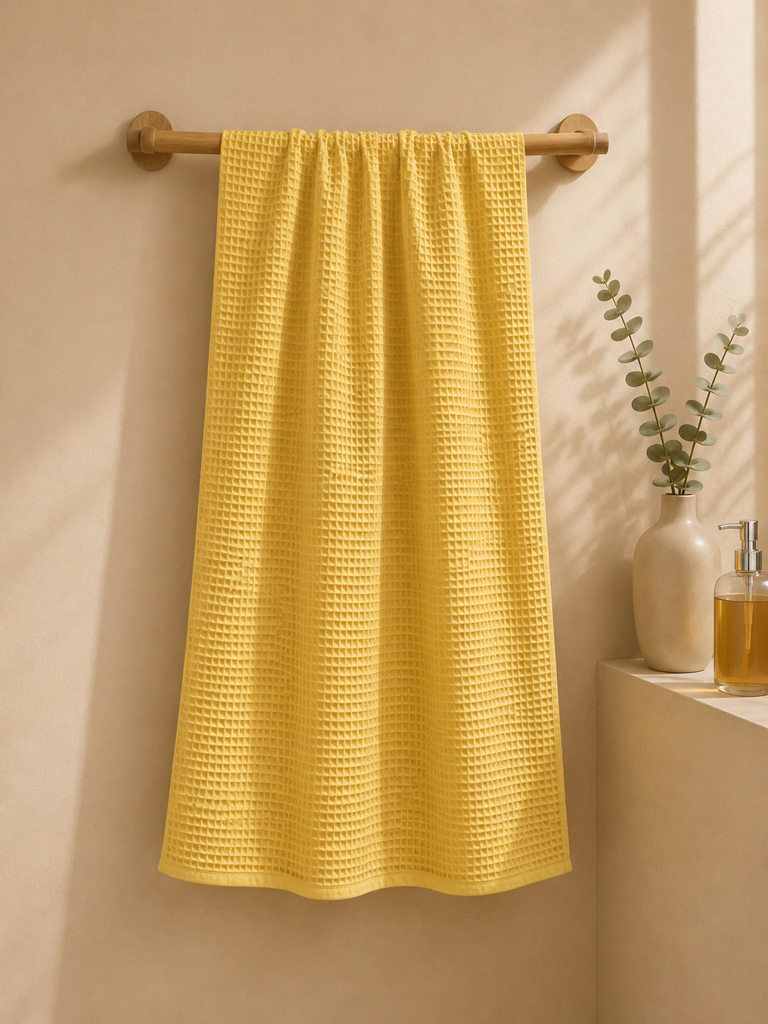 COTTON WAFFLE BATH TOWEL – SUNSHINE YELLOW