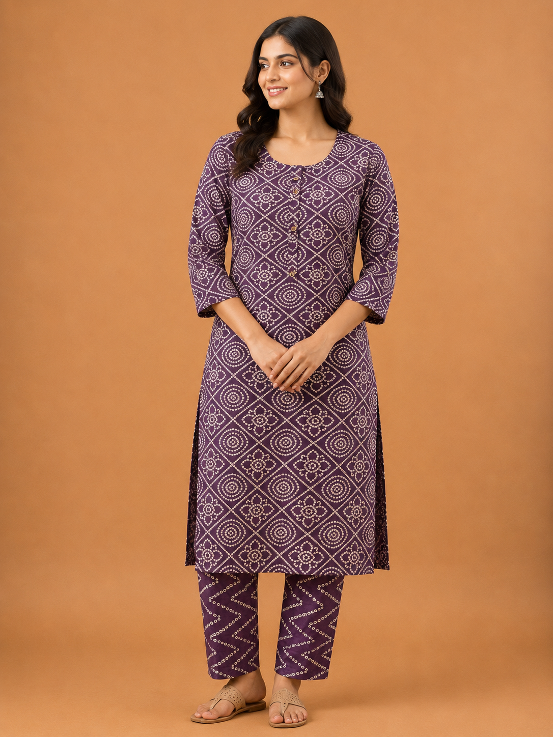 PURPLE GEOMETRIC PRINT CASUAL WEAR