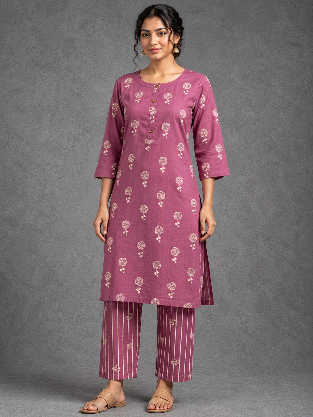 MAUVE PINK ETHNIC FLORAL EVERYDAY WEAR