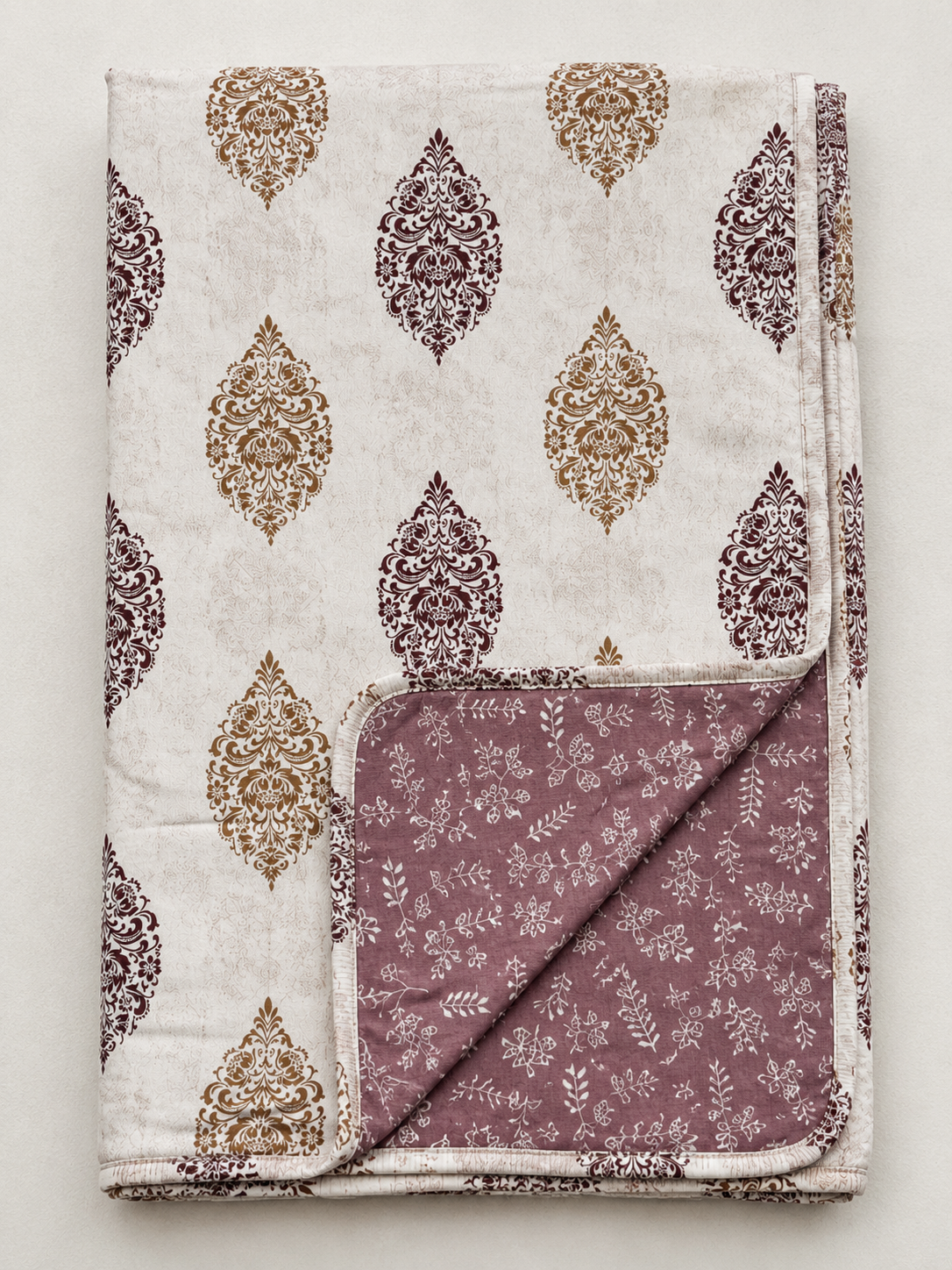 DUSTY MAUVE DAMASK PRINTED COTTON DOHAR