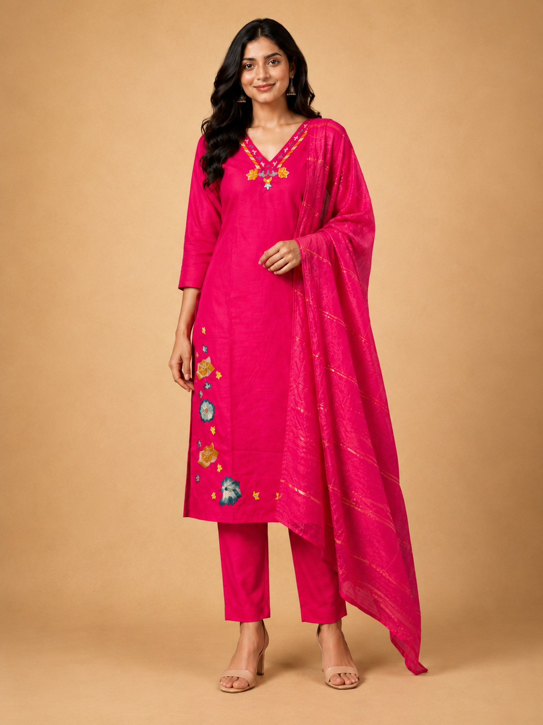 VATICAN SILK SALWAR SET (NEON MAGENTA)